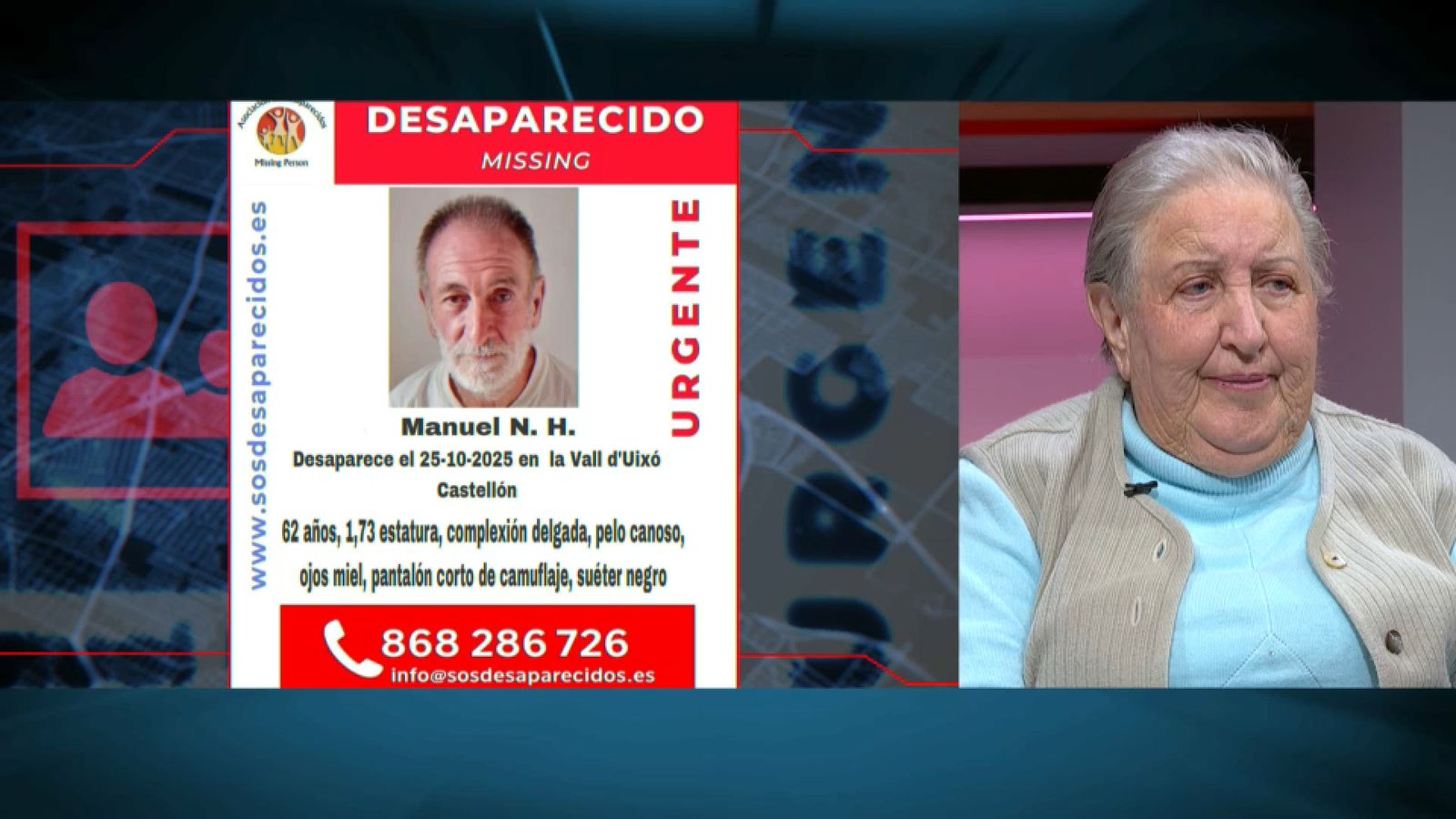 Antonia, de 82 anys, amb la foto del seu fill Manuel, de 62 anys, a qui no veu des del 25 d'octubre de 2025