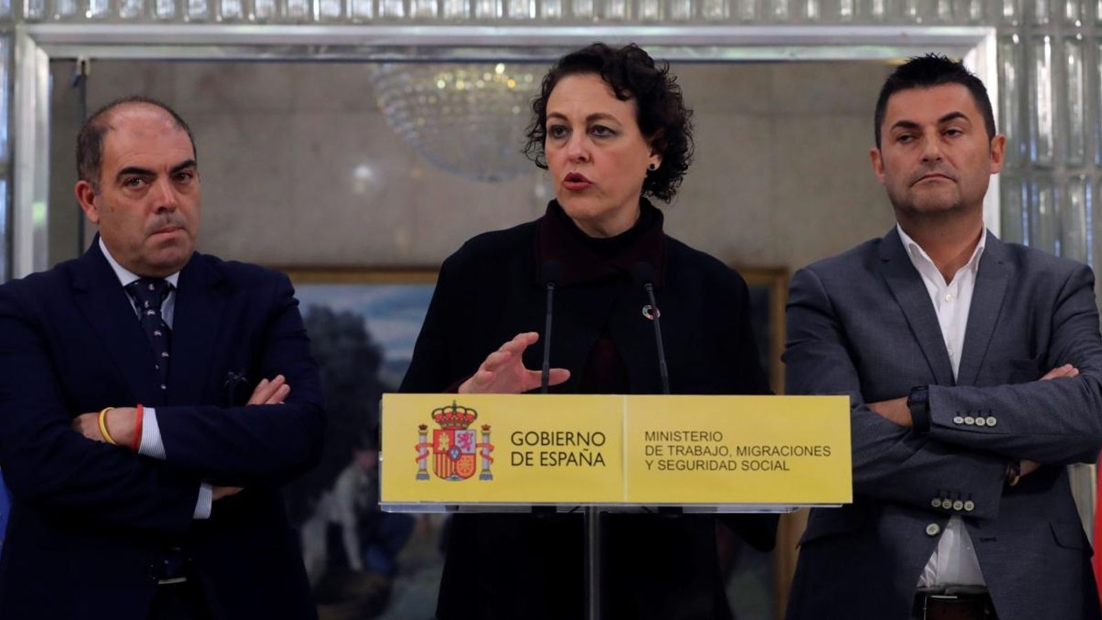 La ministra Magdalena Valerio, durant la roda de premsa