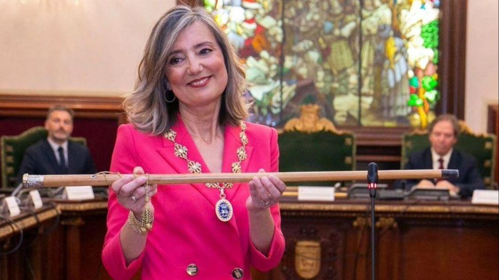 Cristina Ibarrola, de UPN, el dia en què va prendre possesió de l'alcaldia al juny