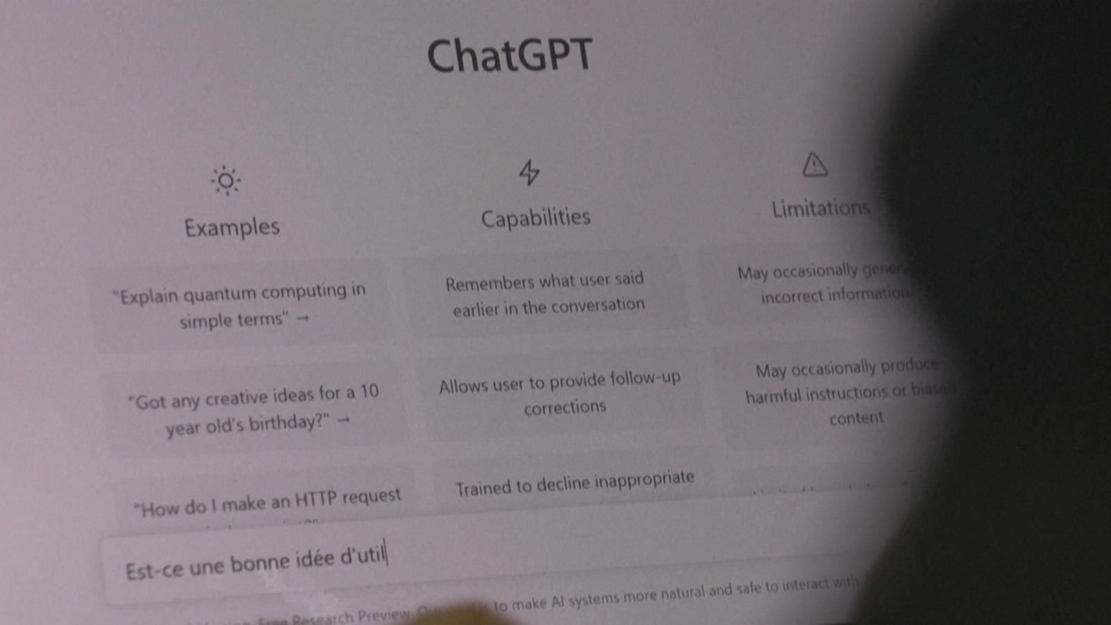 Imatge de la interfície de Chat GPT