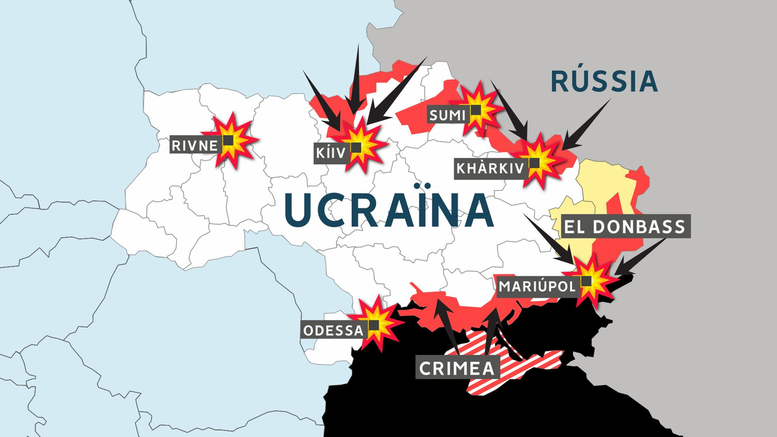 Zones atacades per Rússia aquest dilluns, 21 de març