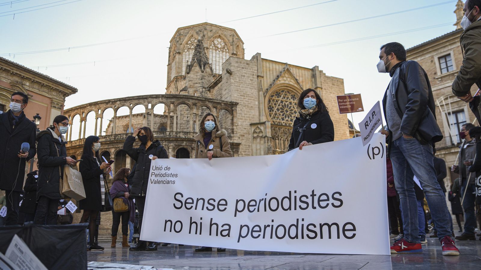 Imatge d'arxiu d'una concentració per les condicions laborals dels periodistes