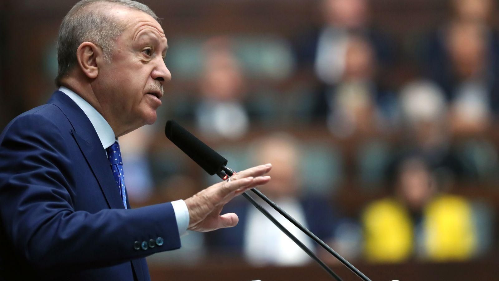 El president de Turquia, Recep Tayyip Erdogan, en una compareixença a l'OTAN El president de Turquia, Recep Tayyip Erdogan, en una compareixença a l'OTAN