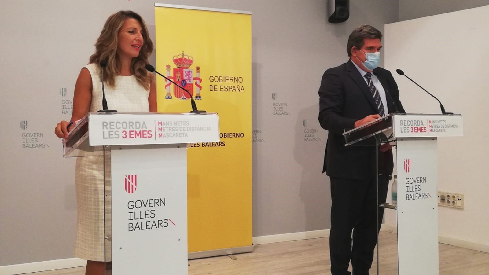 La ministra de Treball i Economia Social, Yolanda Díaz, i el ministre d'Inclusió, Seguretat Social i Migracions, José Luis Escrivá