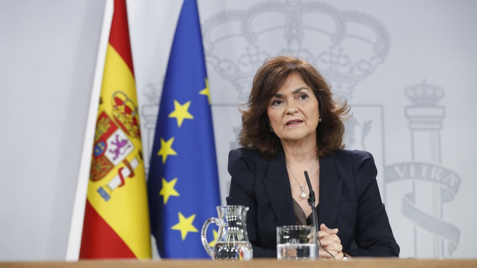 Carmen Calvo en roda de premsa després de la reunió del Consell de Ministres. Europa Press.