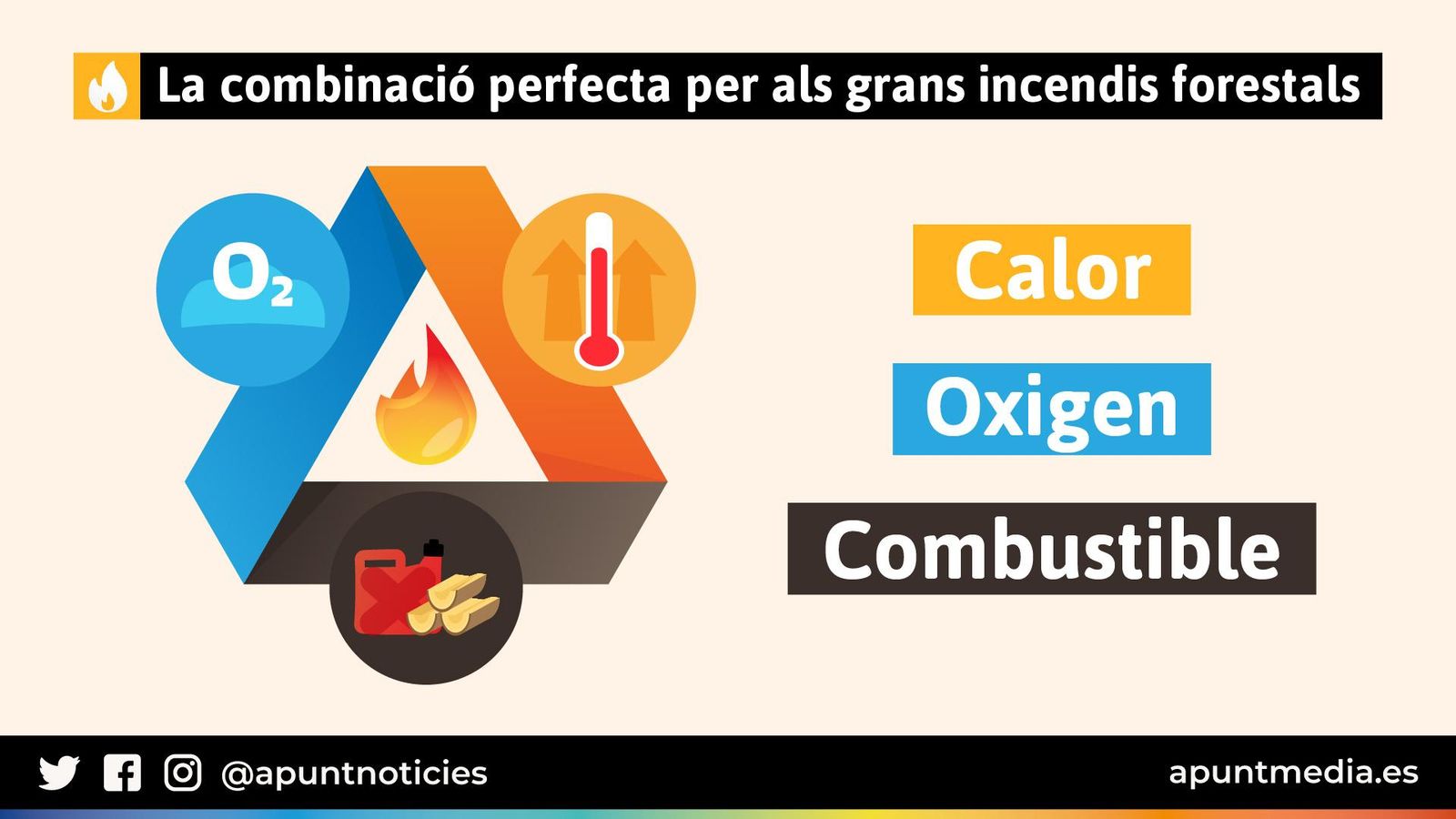 Aquests són els tres factors necessaris perquè s'origine un incendi forestal
