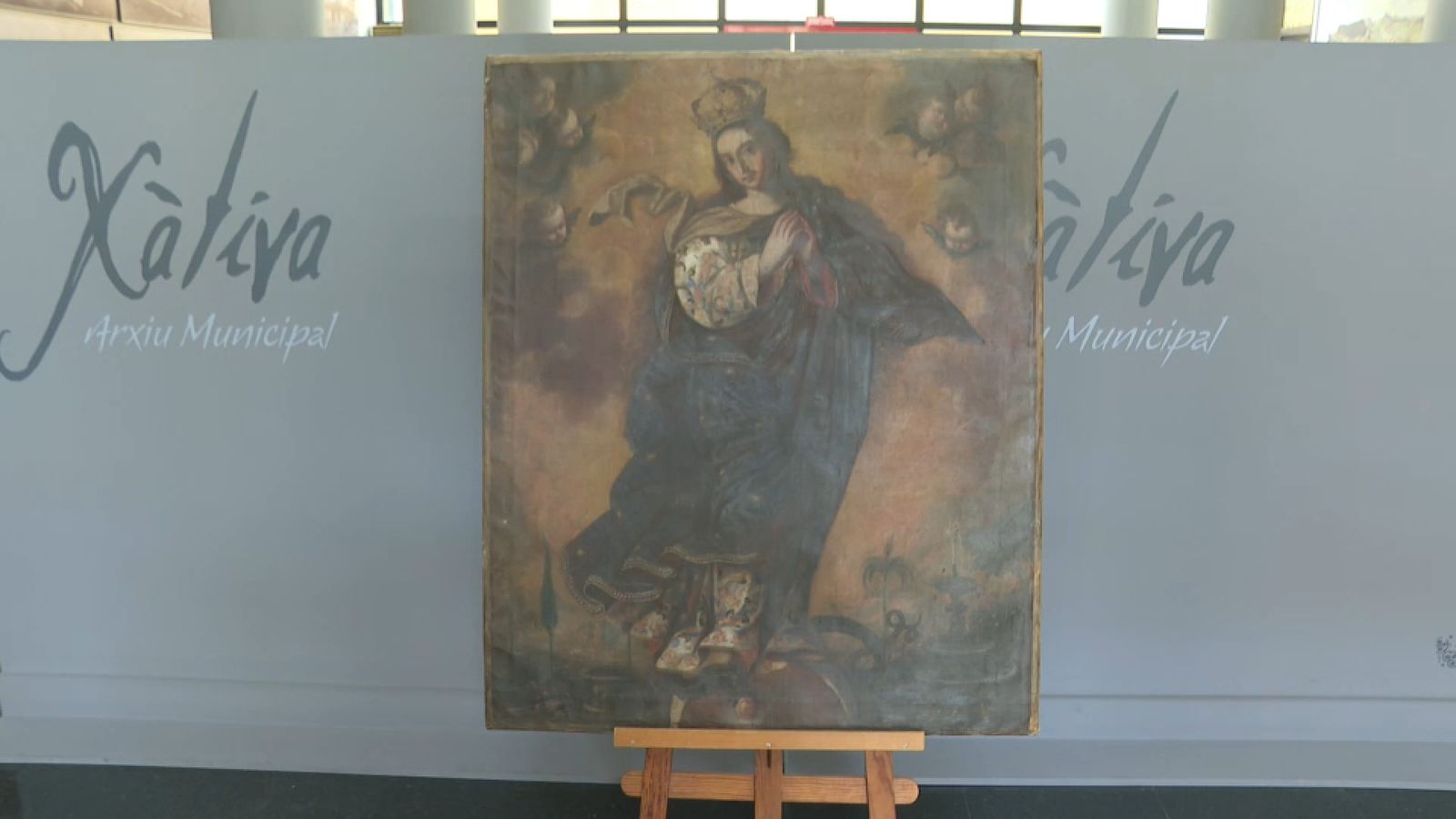 Quadre del pintor local Basilio Yago que podra veure's, en uns dies, a l'arxiu municipal de Xàtiva