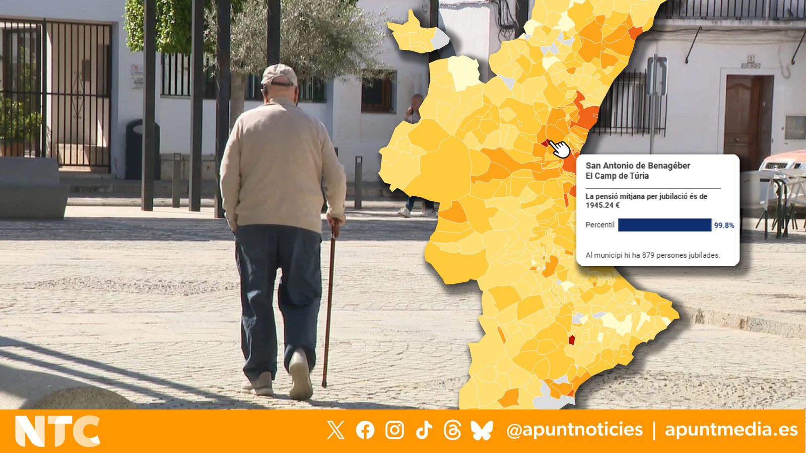 Sant Antoni de Benaixeve, municipi de la Comunitat Valenciana amb les pensions mitjanes més altes