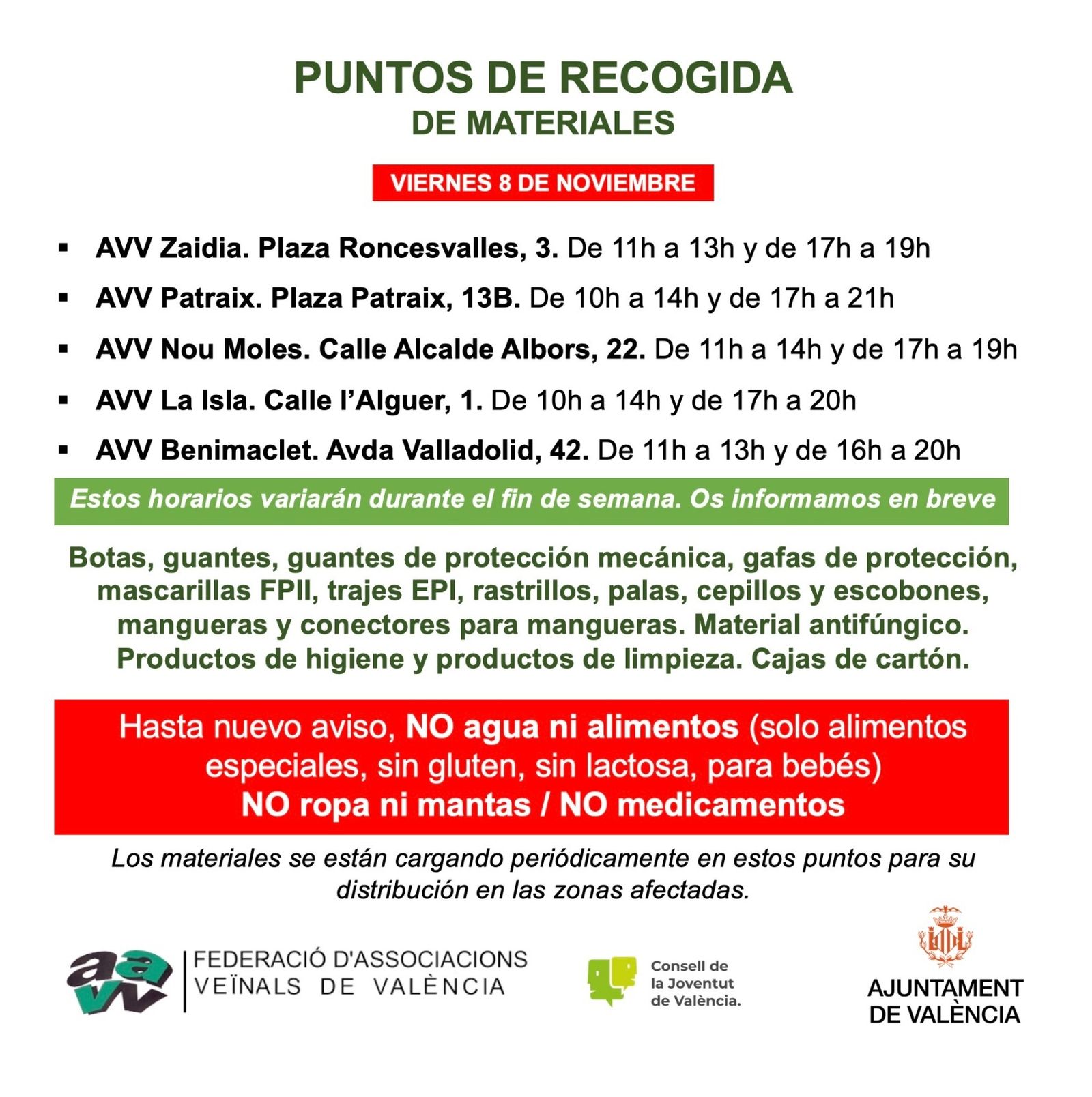 Punts de Recollida de Materials de la Federació d'associacions veïnals de València
