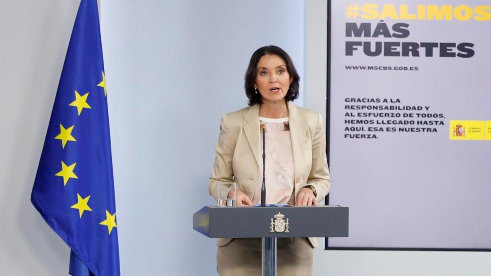 La ministra d’Indústria, Comerç i Turisme, Reyes Maroto, en la roda de premsa posterior al Consell de Ministres