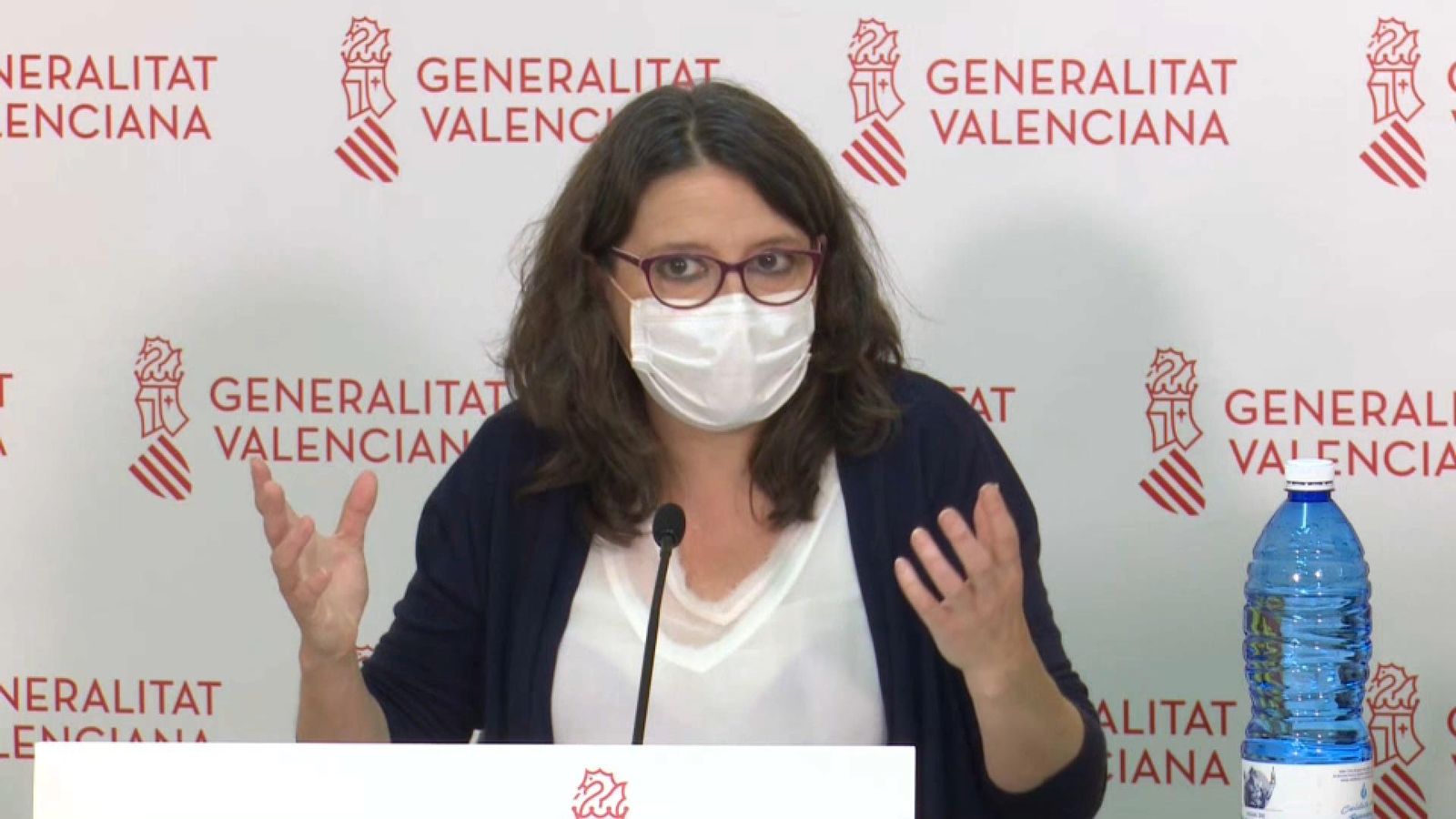 La vicepresidenta Mónica Oltra en la roda de premsa el Consell a Albocàsser