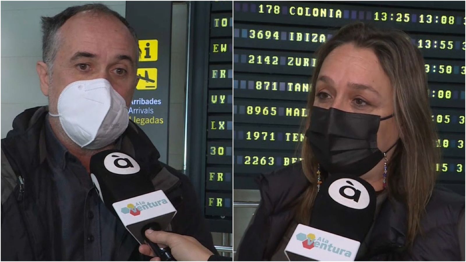D'esquerra a dreta, Javier Pérez i Ángela Nebot, només arribar a l'aeroport de Manises