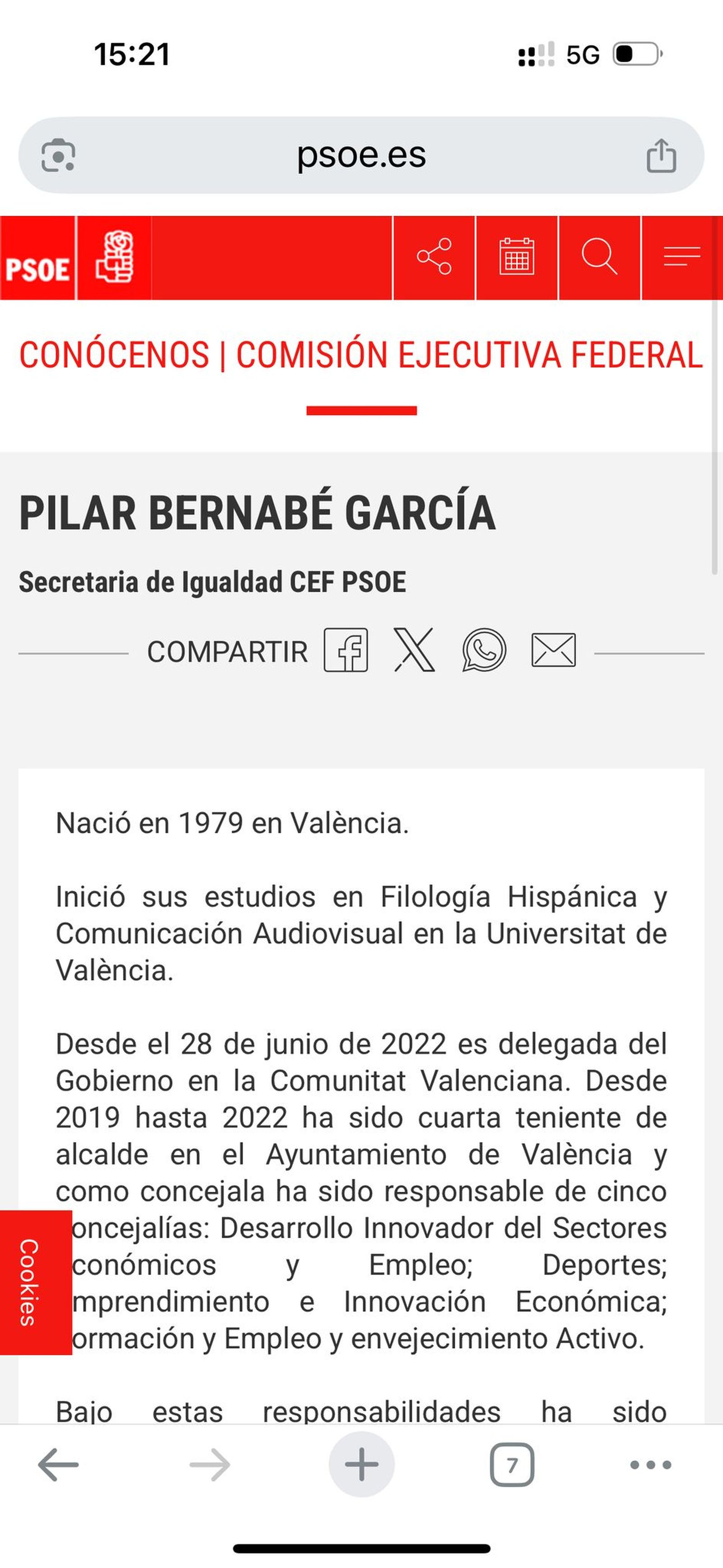 Imatge de la descripció del currículum de Bernabé després del canvi