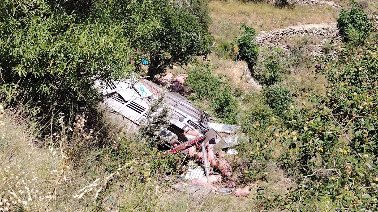 El camió accidentat