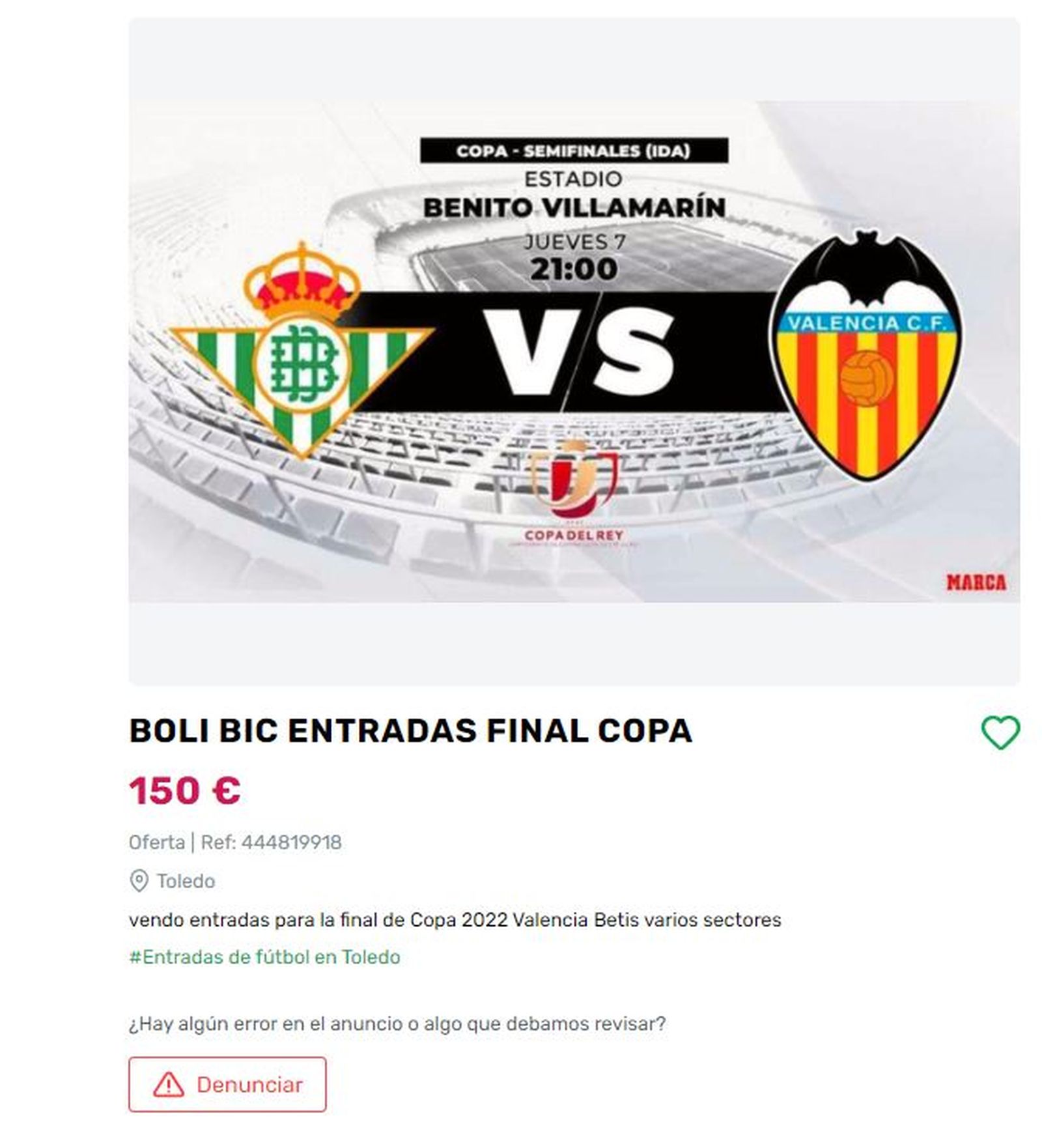 Venen un bolígraf i regalen una entrada per a la final de la Copa del Rei / Milanuncios