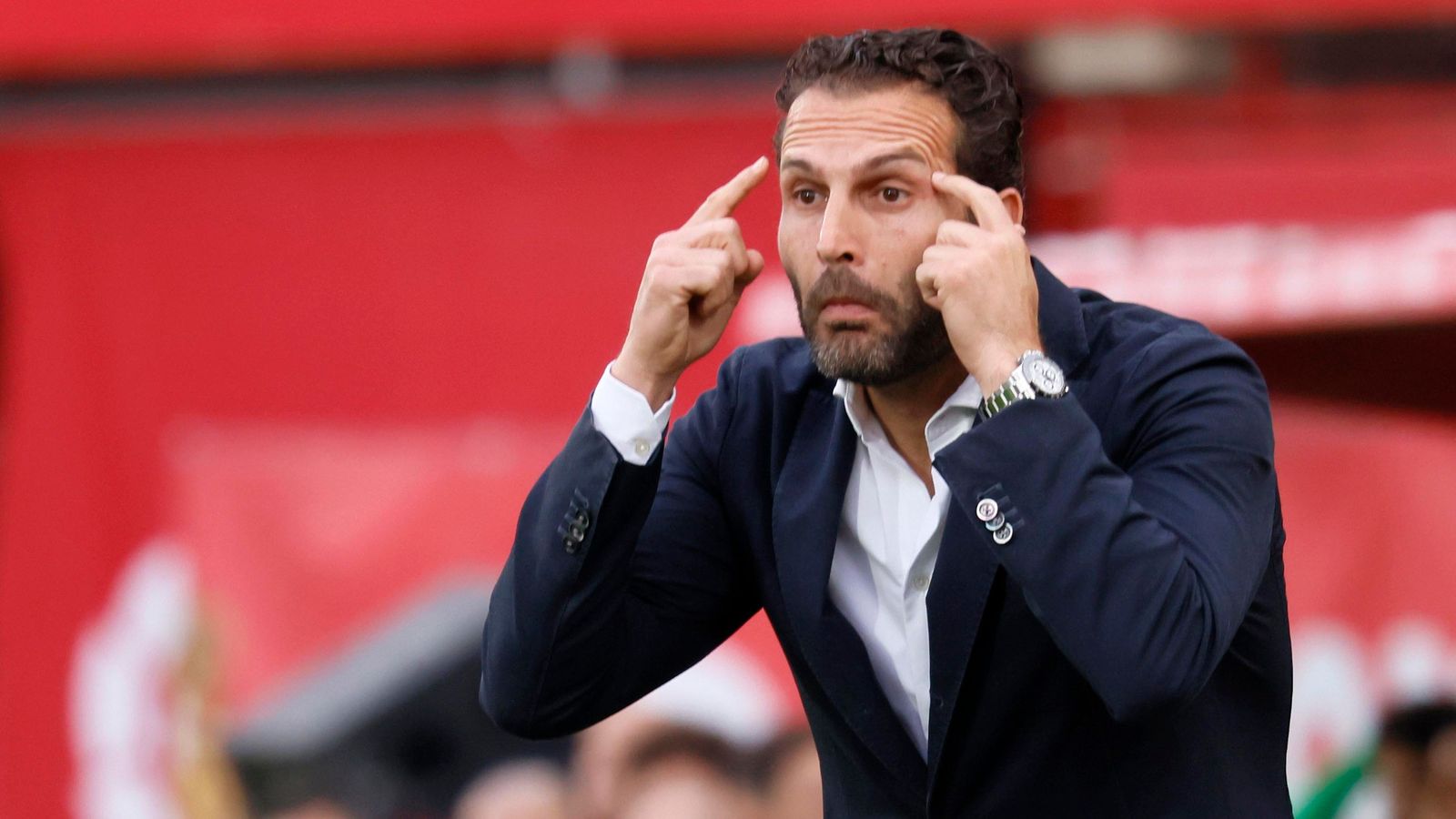 El tècnic del València, Rubén Baraja, en el partit contra el Mallorca