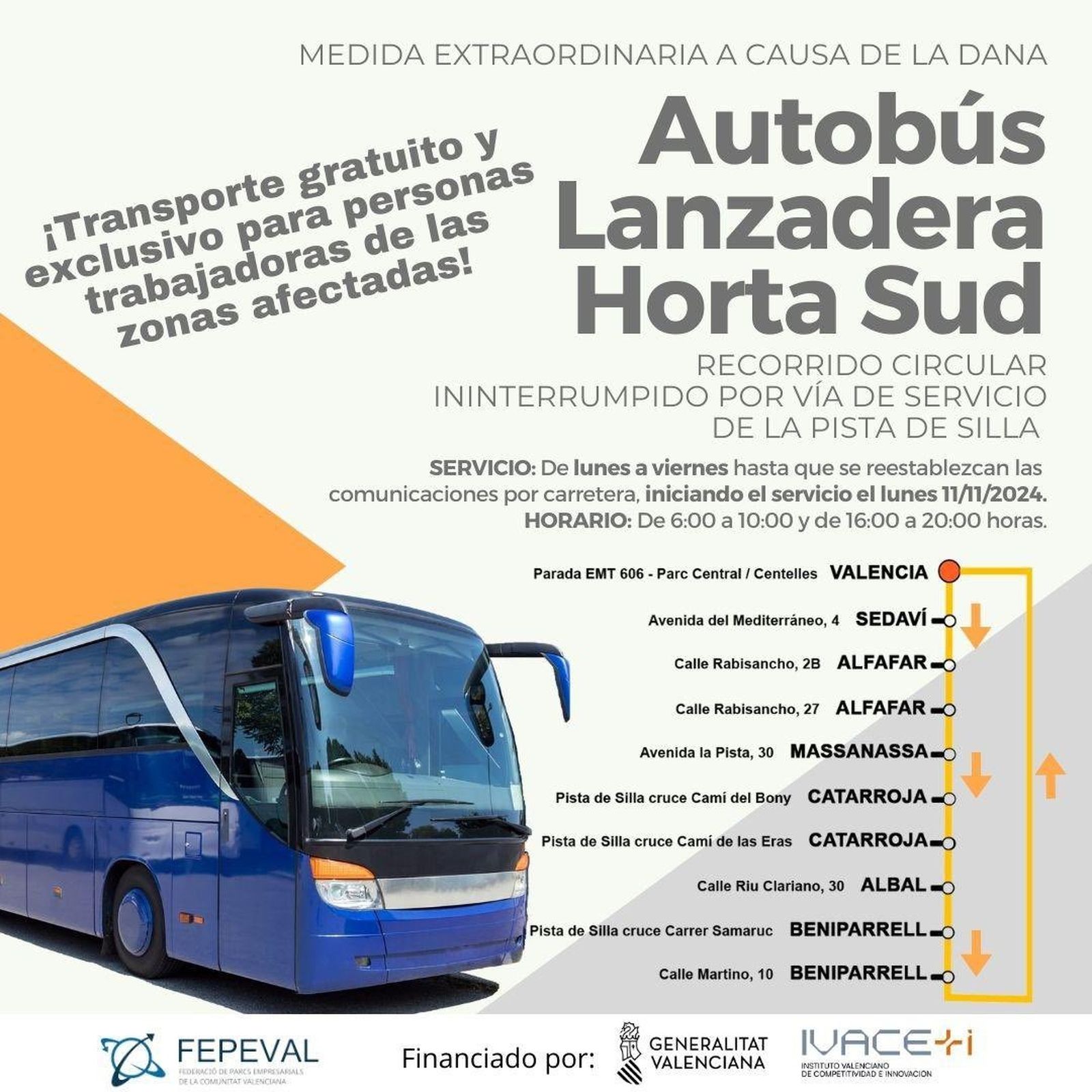 Itineraris i horaris de l'autobús llançadera