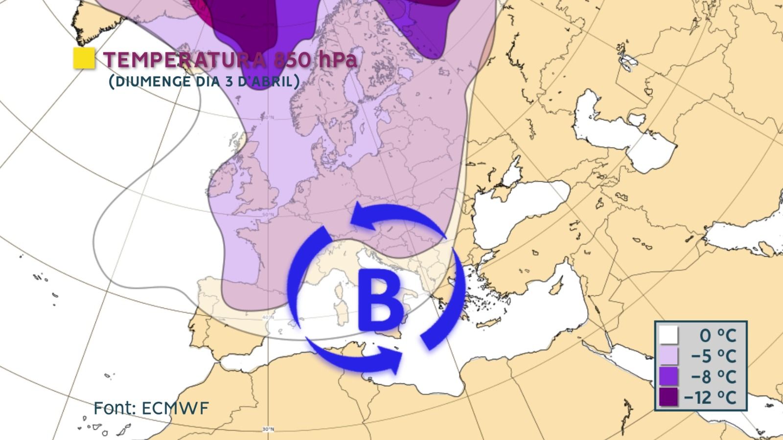 Massa d'aire fred que afectarà la Comunitat Valenciana a partir de divendres