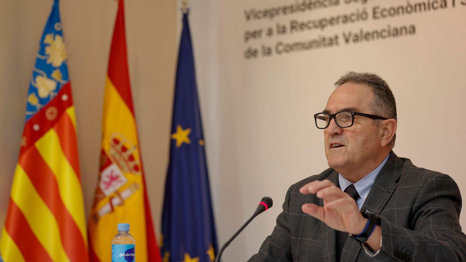 El vicepresident José Gan Pampols, en roda de premsa El vicepresident José Gan Pampols, este dilluns