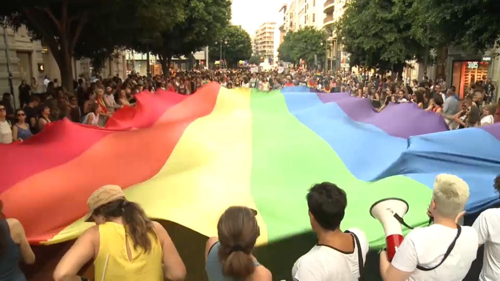 Imatge d'una manifestació en el dia de l'Orgull LGTBI.
