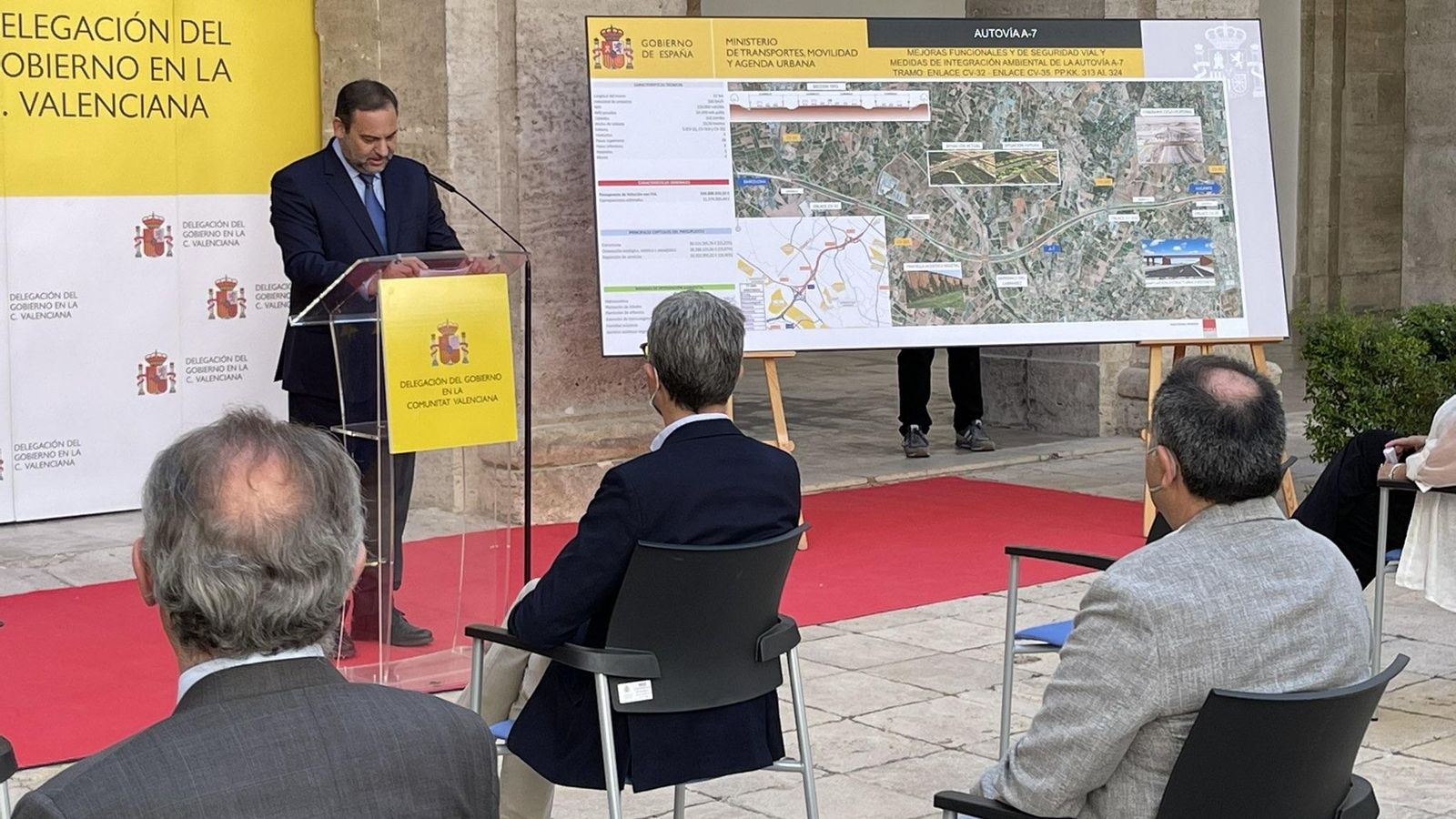 Presentació del projecte de millora de la seguretat viària de la A-7, aquest dilluns a la delegació de govern de la Comunitat Valenciana.