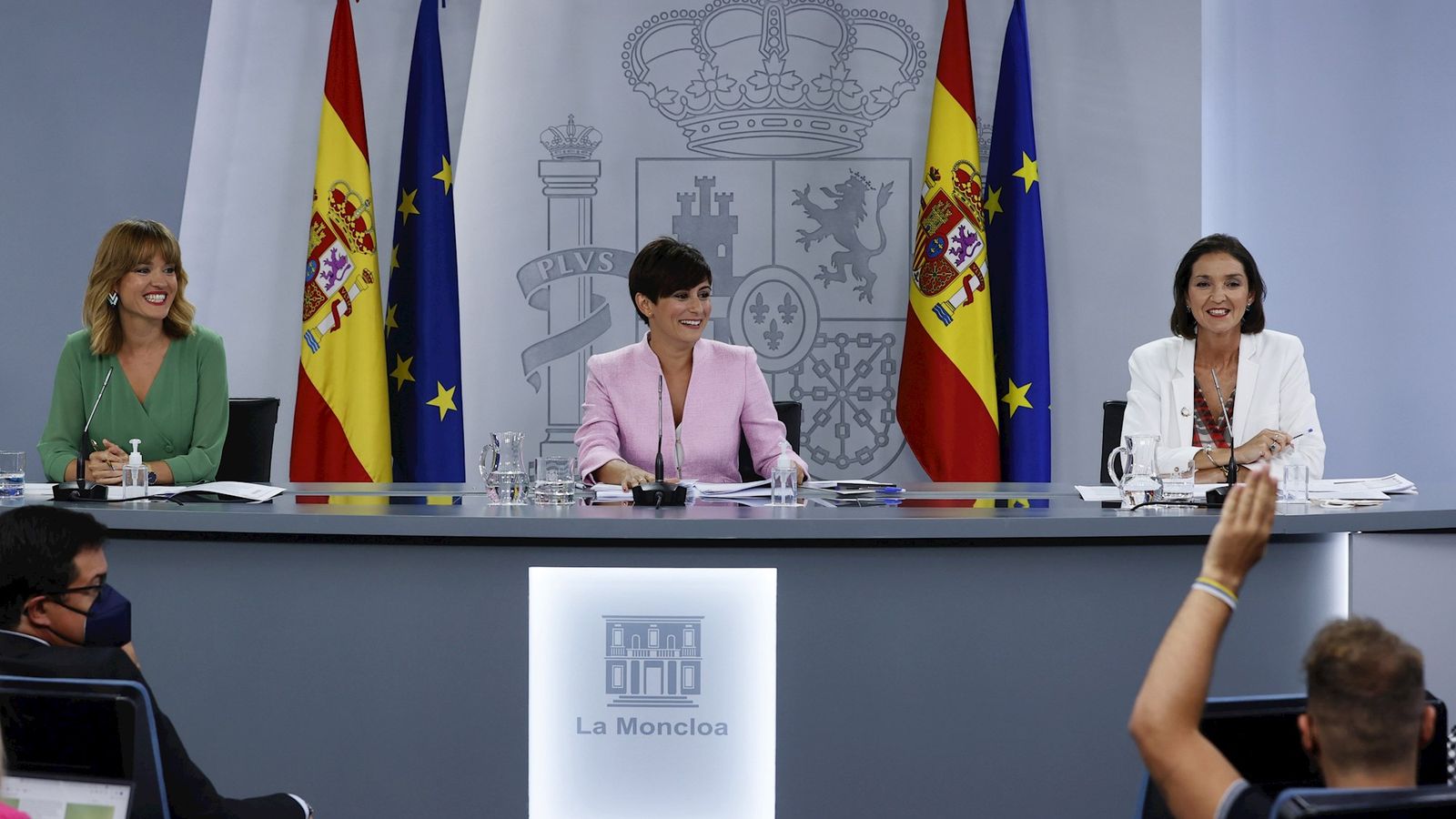 El primer Consell de Ministres després de la remodelació del govern, amb la nova portaveu Isabel Rodríguez (centre)