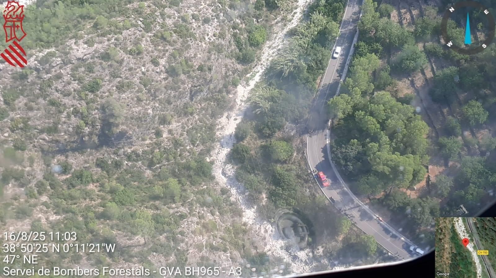 Imatge aèria de l'incendi a Adsubia