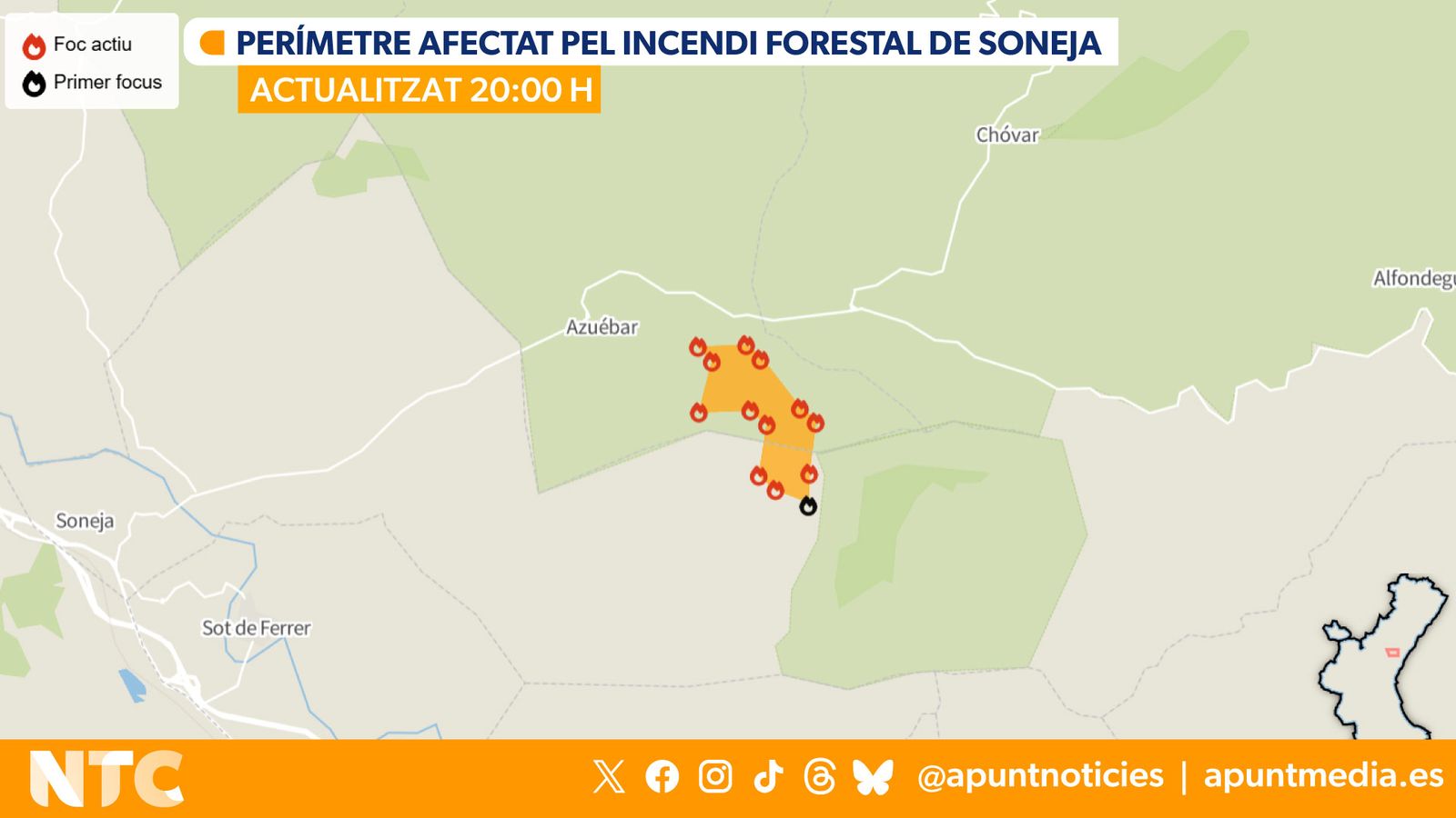 Consulta el perímetre de l'incendi de Soneja