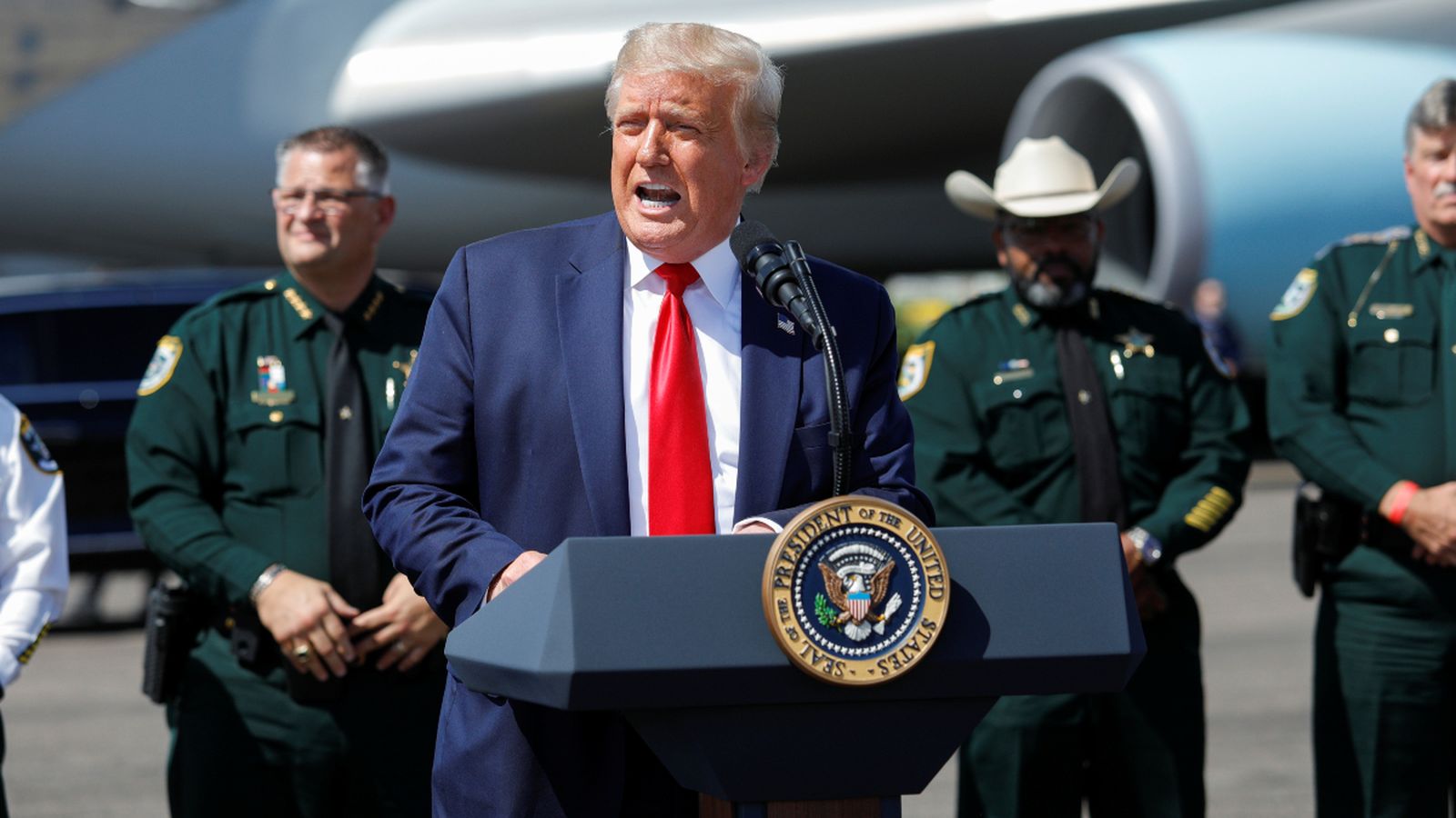 El president dels Estats Units, Donald Trump, a Tampa (Florida) aquest divendres abans d'anunciar la prohibició de TikTok