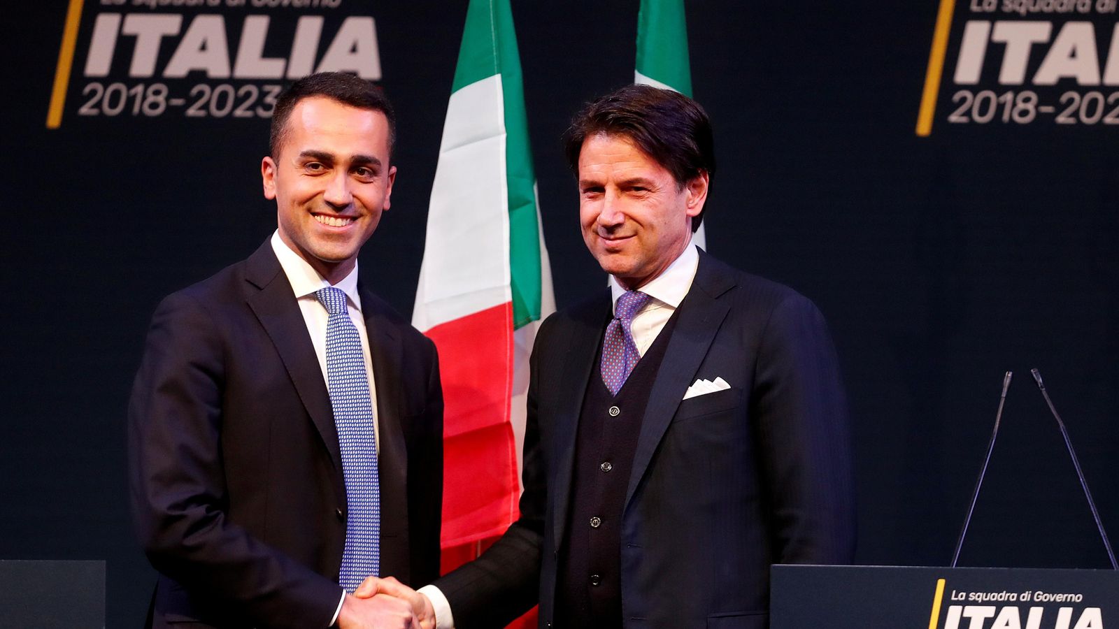Giuseppe Conte, dreta, en una imatge de l'1 de març