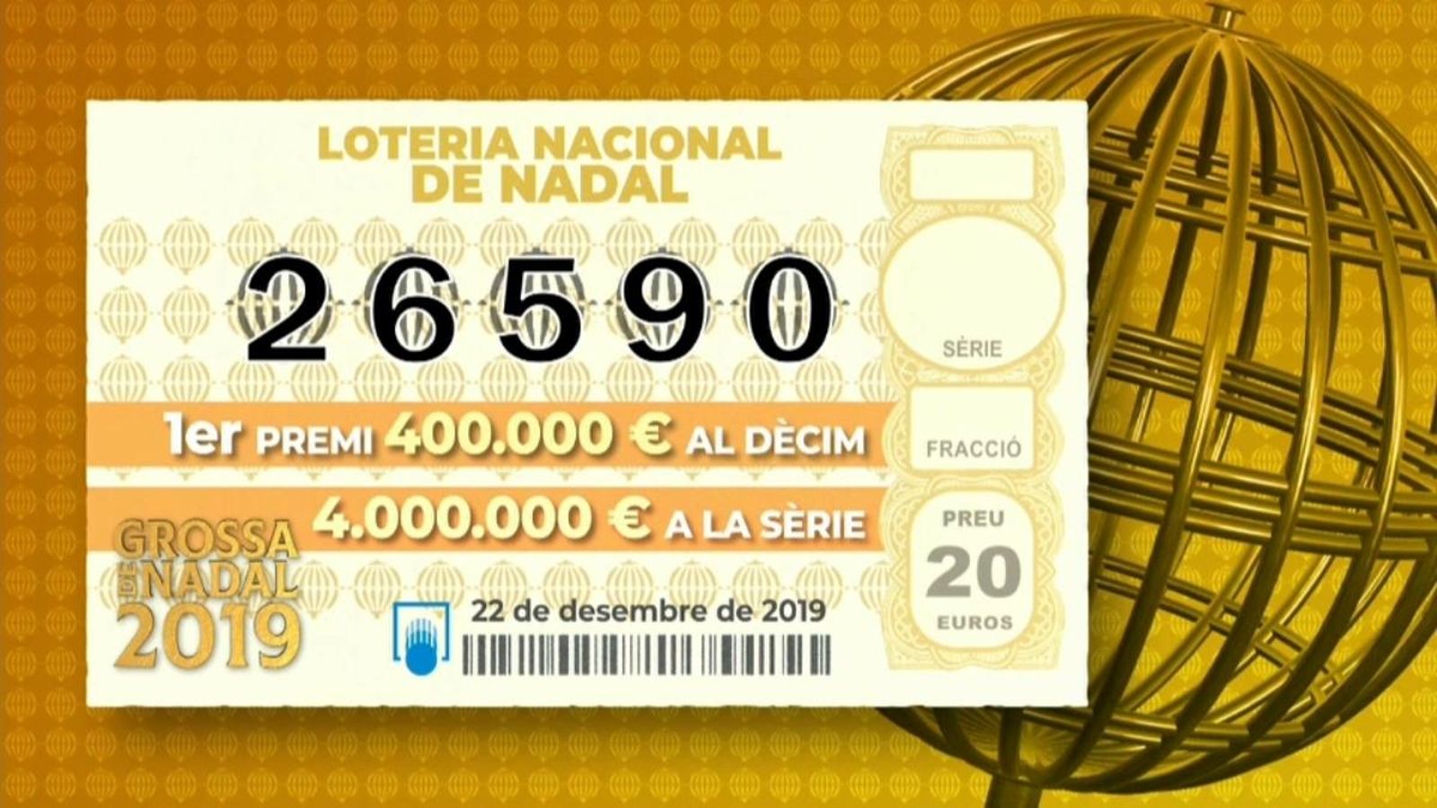 El número 26590 s\'emporta la grossa de Nadal