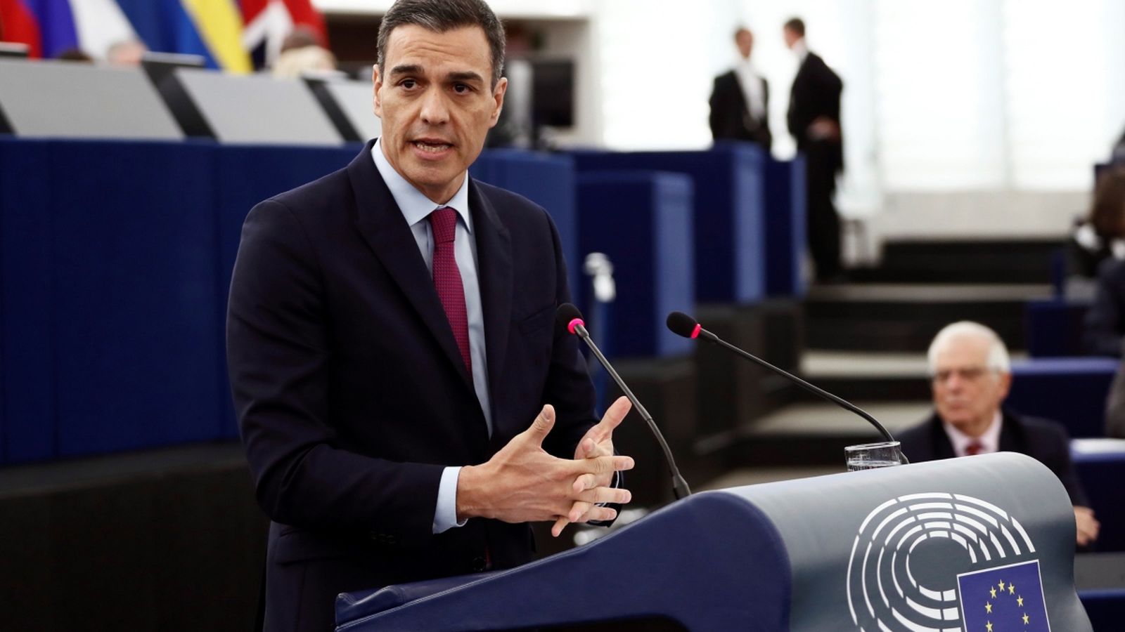 El president del govern espanyol, Pedro Sánchez, durant la seua intervenció en el ple del Parlament d'Estrasburg