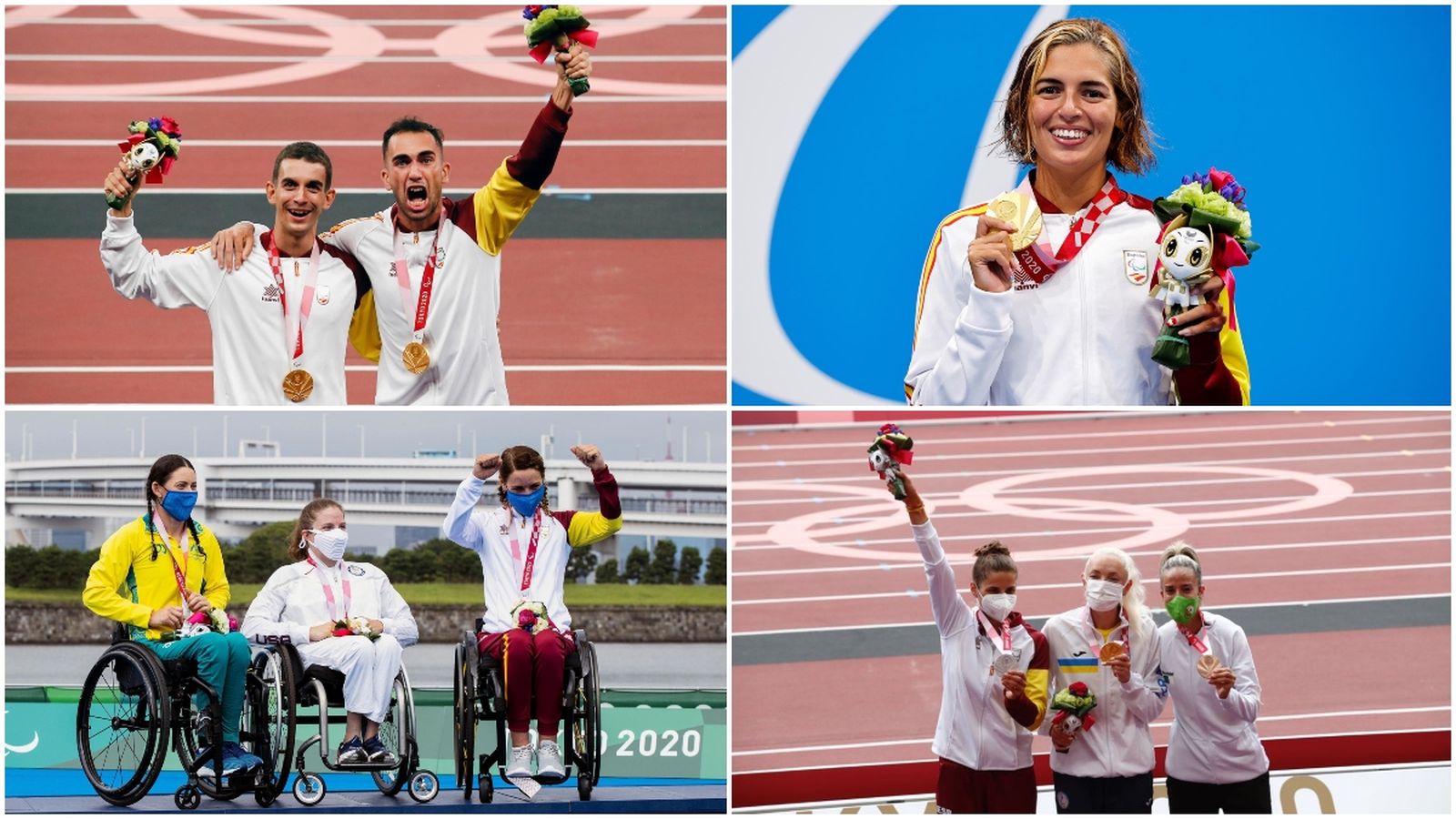 Gerard Descarrega, Michelle Alonso, Eva Moral i Sara Martínez, amb les seues medalles