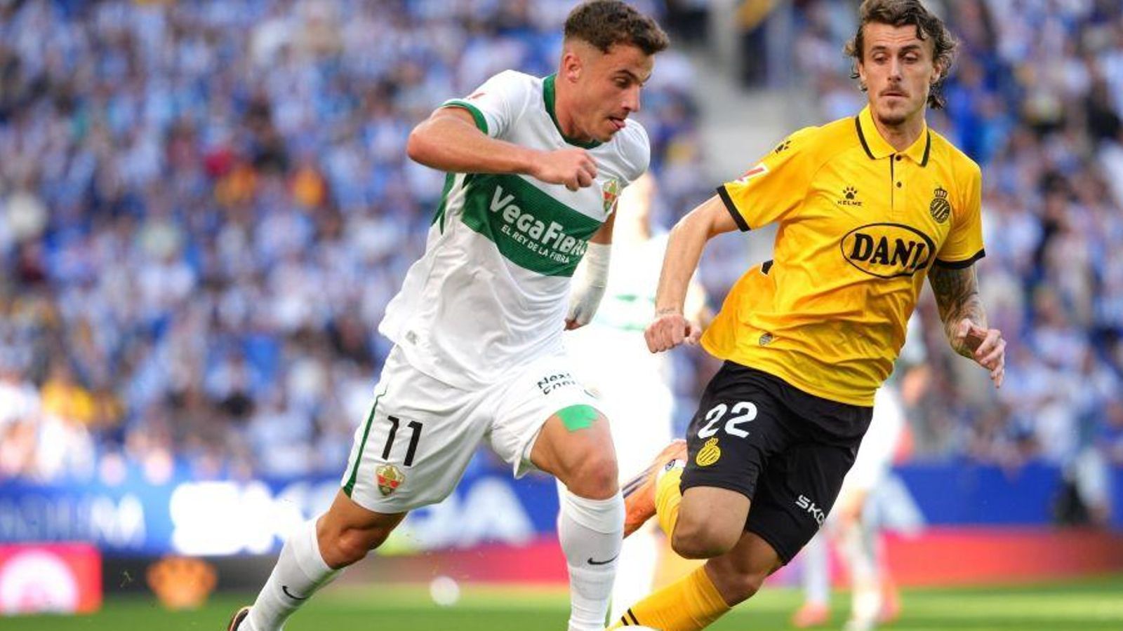 Germán Valer i Carlos Romero, l'autor del primer gol de l'Espanyol