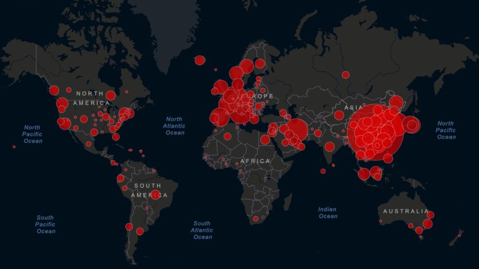 La Universitat Johns Hopkins ha donat dades actualitzades de l'expansió del coronavirus des de l'inici de la crisi.