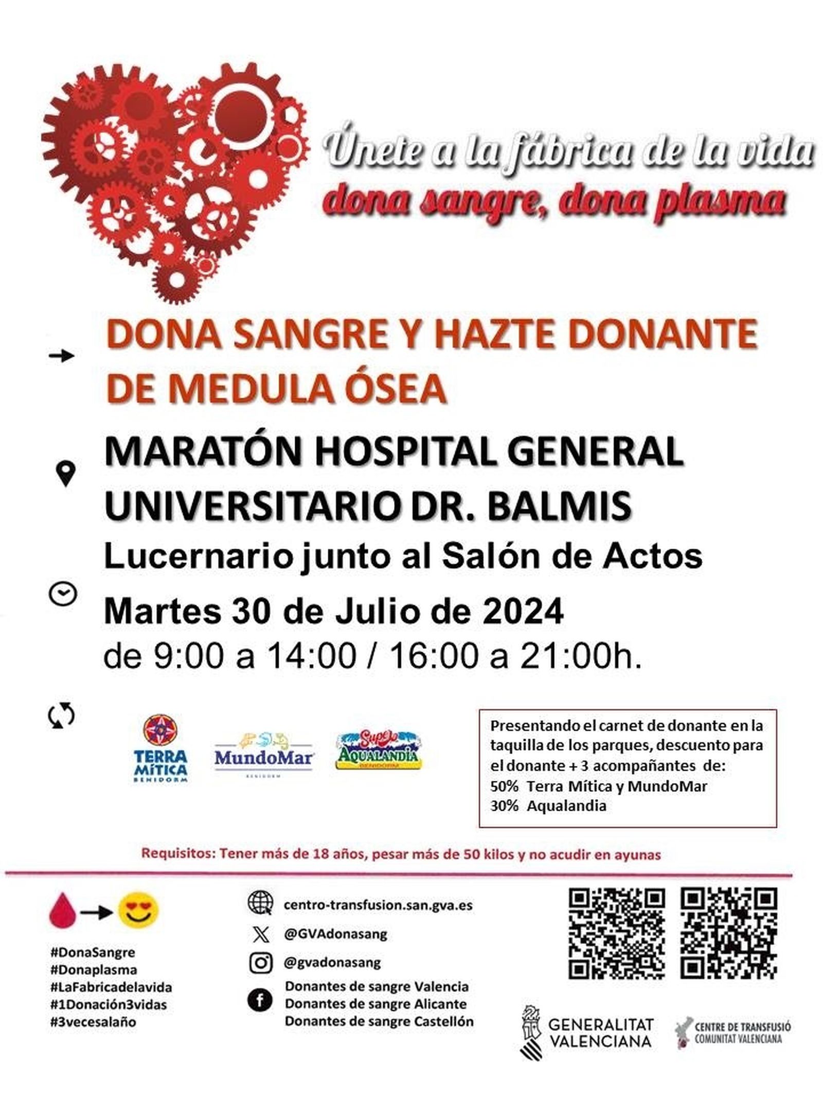 El cartell informatiu de la jornada de l'Hospital Doctor Balmis d'Alacant