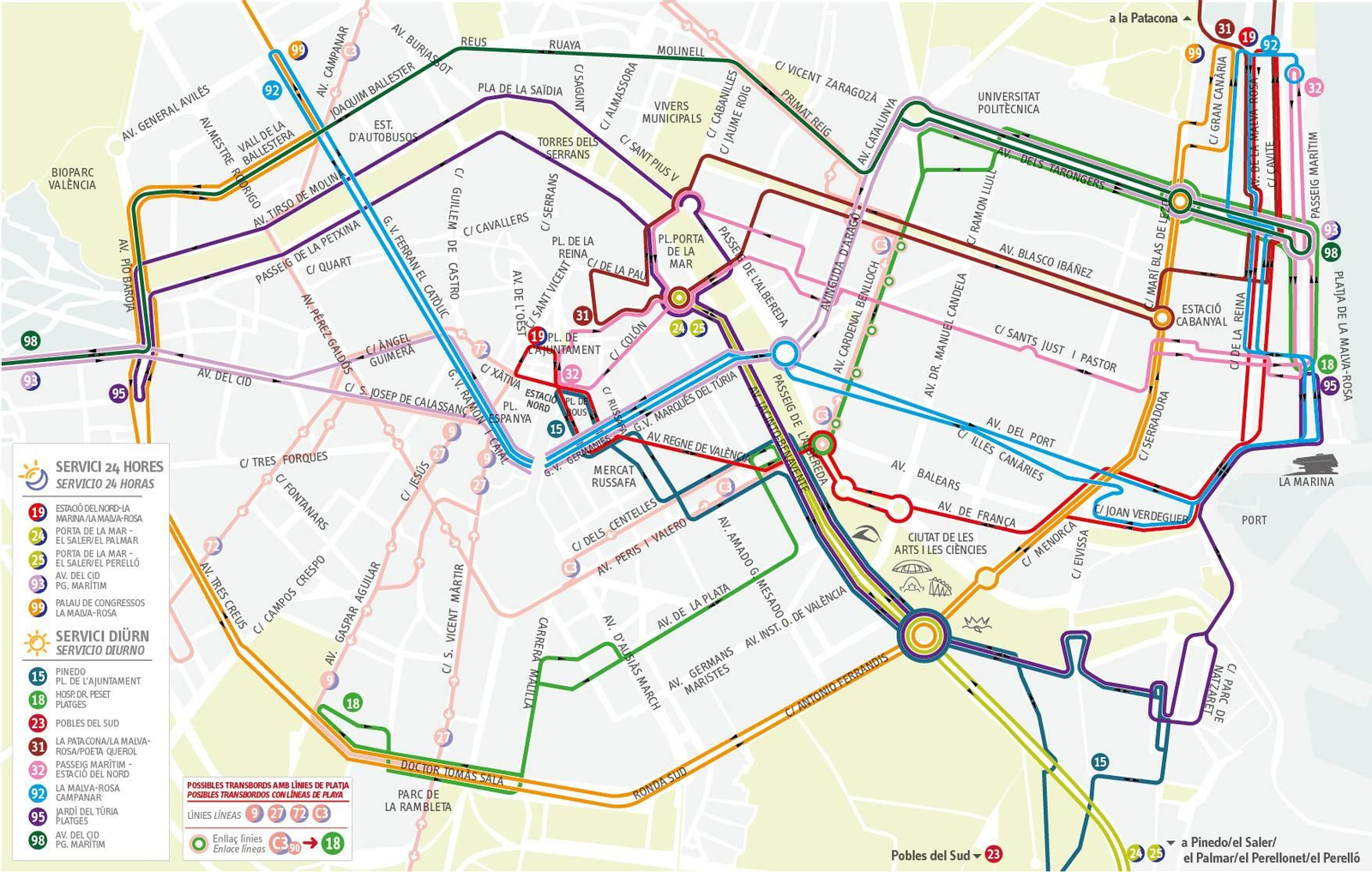 Plànol del servei especial d'estiu de l'EMT