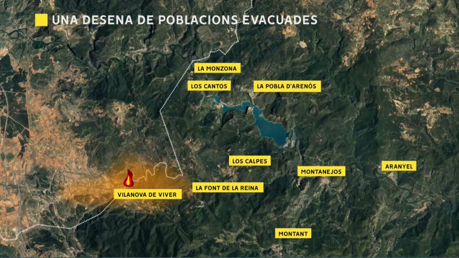 Una desena de poblacions, més de 1.500 persones, van haver de ser evacuades per l'incendi