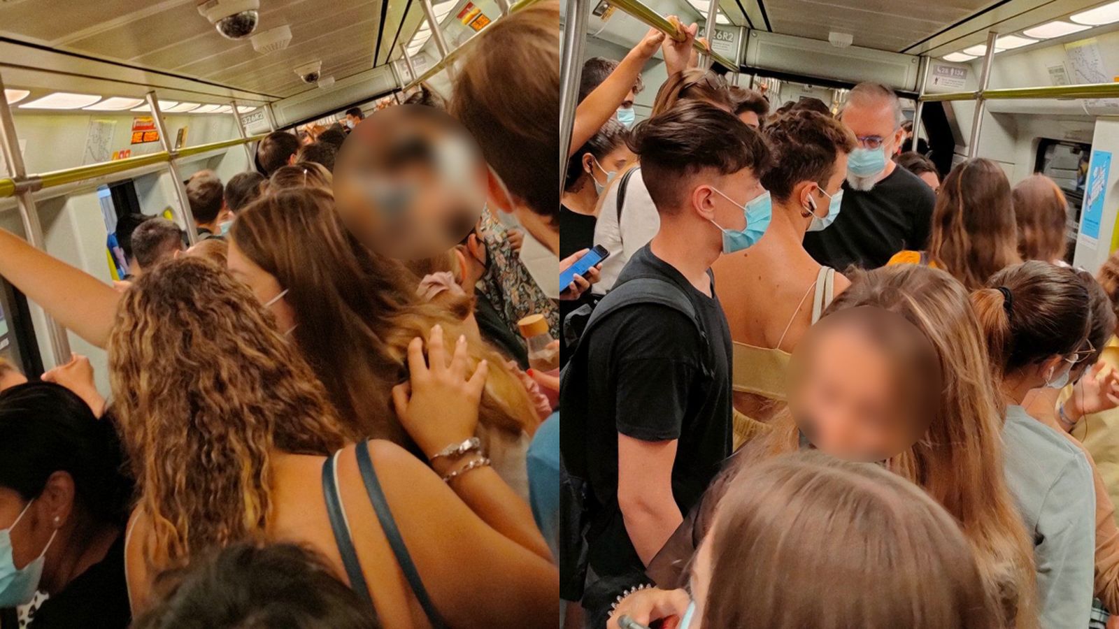 Imatges de les aglomeracions dins d'un vagó de Metrovalència