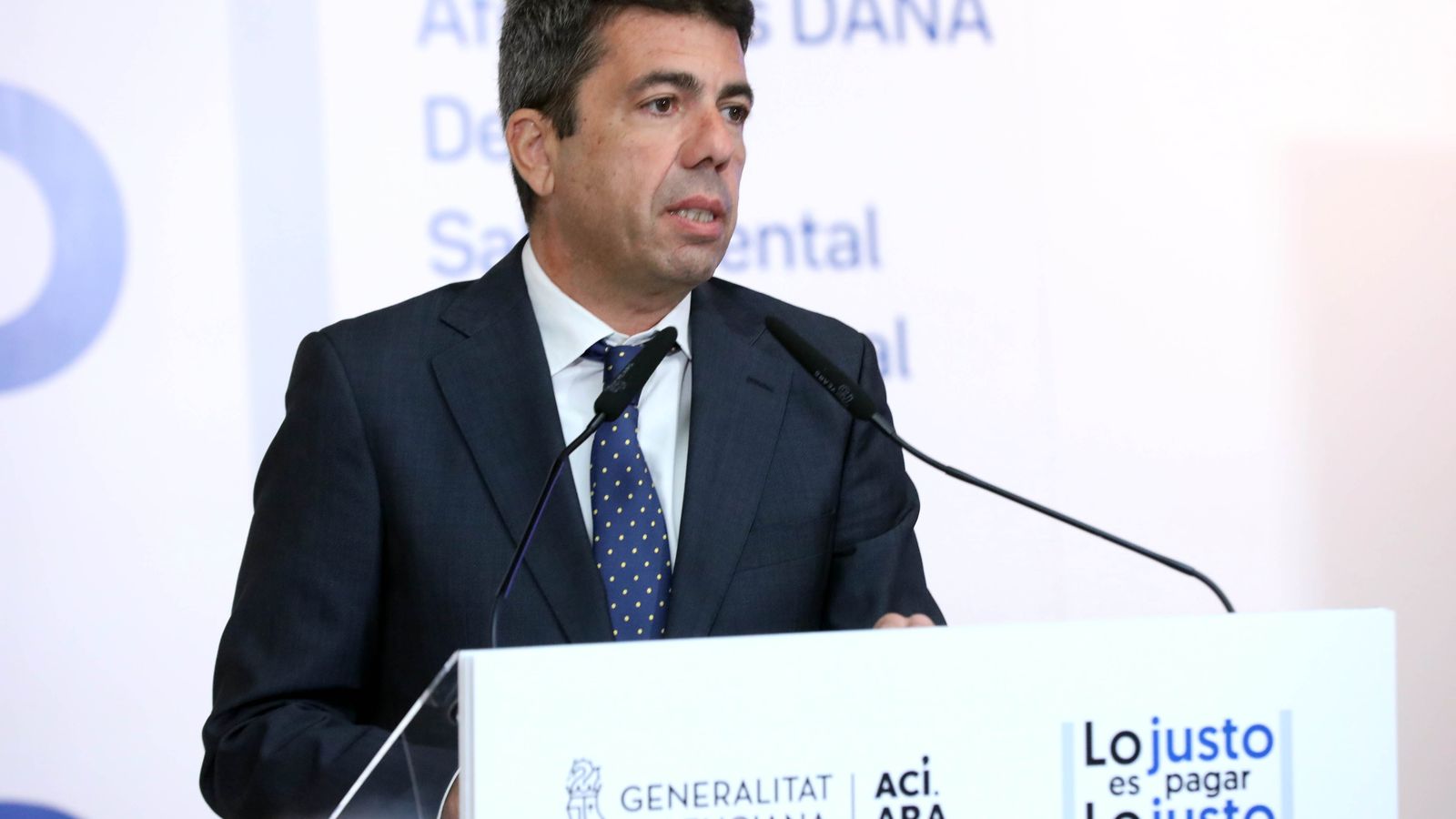 El president de la Generalitat, Carlos Mazón, durant la presentació de la campanya de la renda
