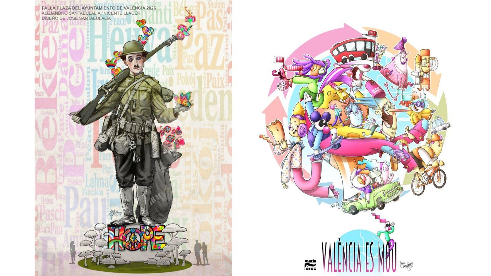 Esbossos dels monuments municipals de València per a les Falles 2026