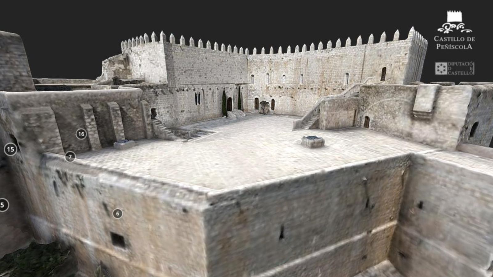 La visita virtual al castell inclou una audioguia en 4 idiomes diferents: castellà, valencià, francés i anglés