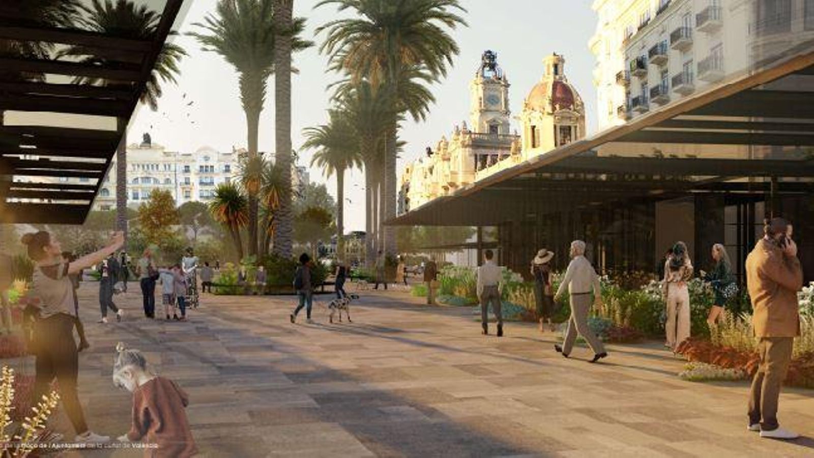 Llenç, altra de les propostes per a la plaça, amb diversos espais diferenciats Llenç, altra de les propostes per a la plaça, amb diversos espais diferenciats