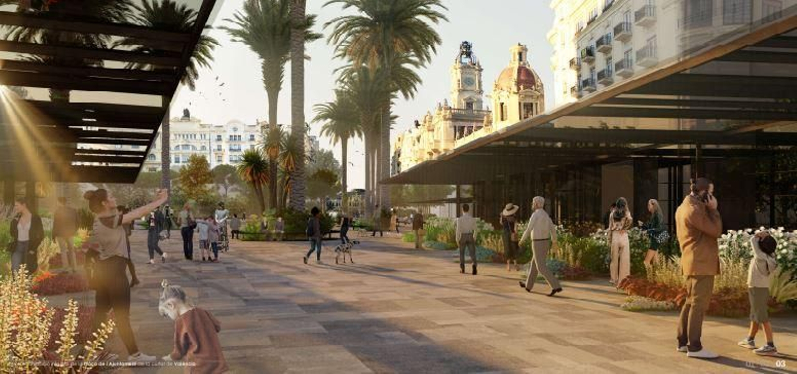 Llenç, una altra de les propostes per a la plaça, amb diversos espais diferenciats