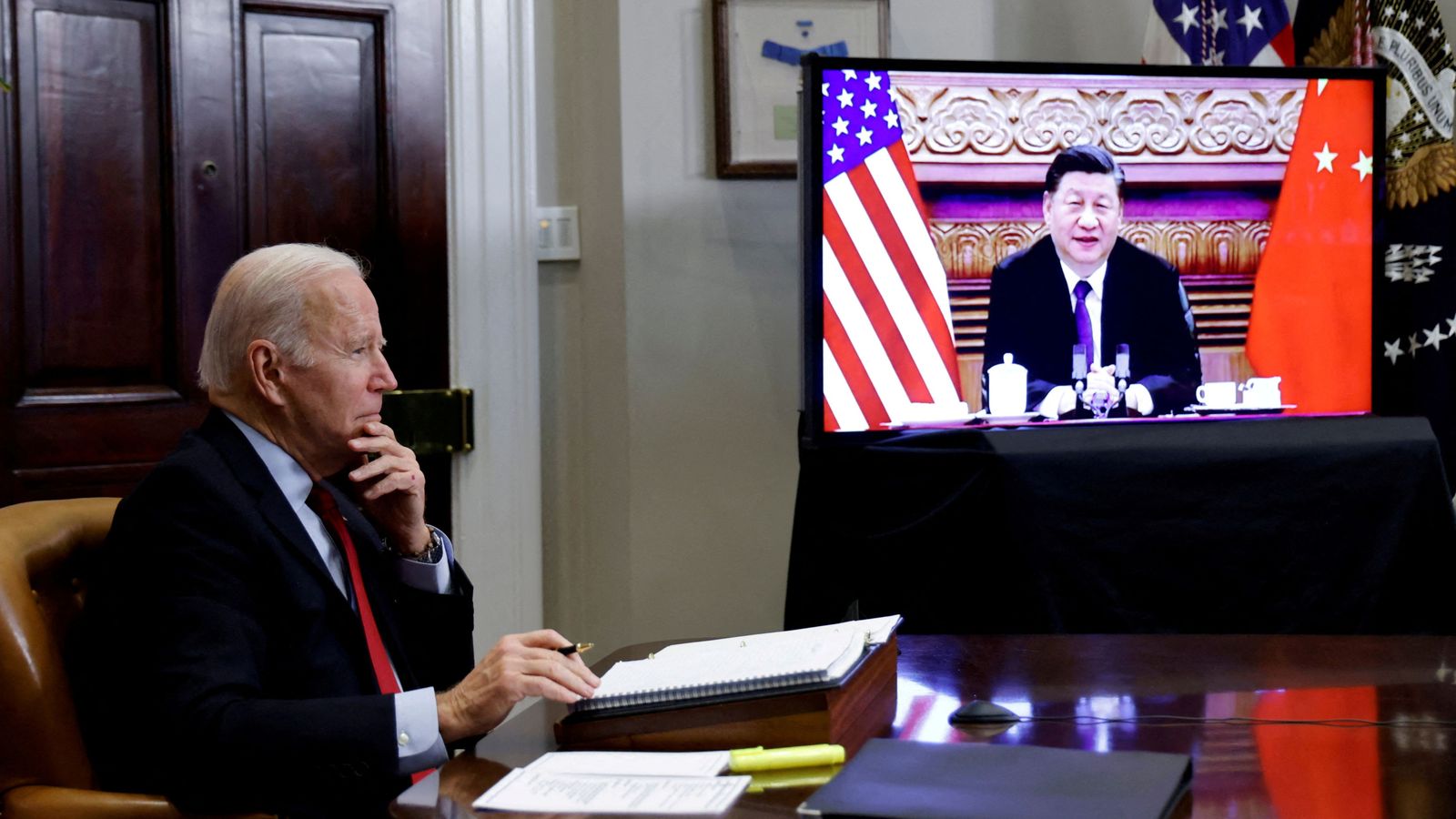 Conversa entre els presidents dels Estats Units i la Xina, Joe Biden i Xi Jinping