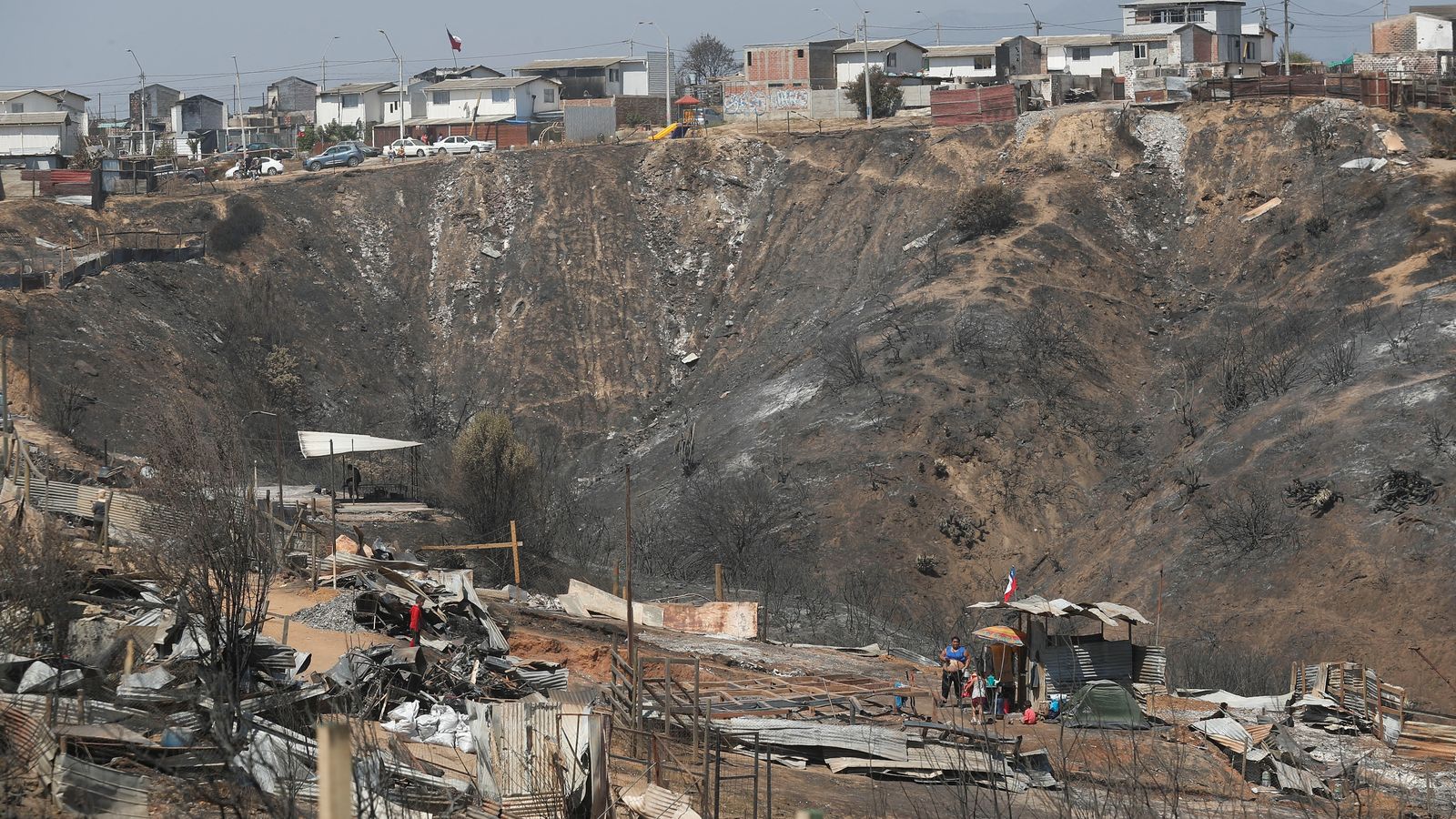 Habitatges afectats per les flames a la ciutat xilena de Quilpue
