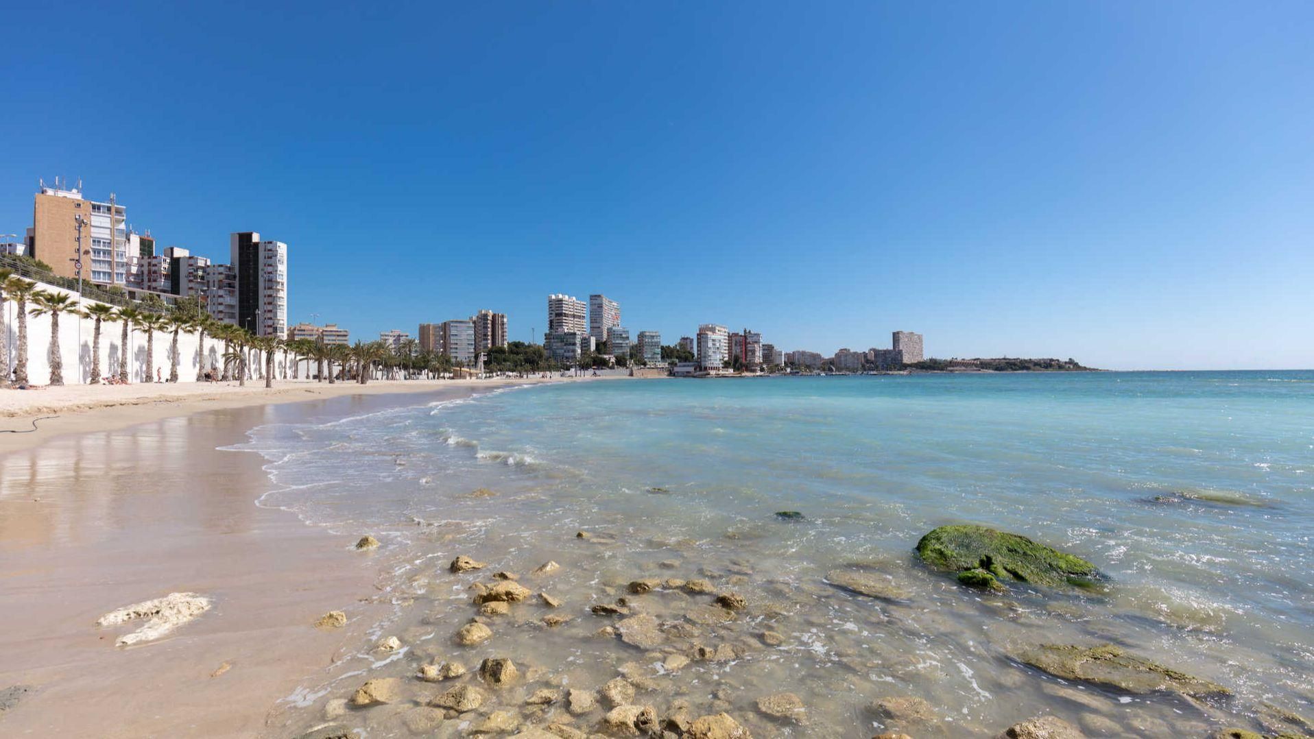 La platja de l'Albufereta, a Alacant, en una imatge d'arxiu Platja de l'Albufereta, Alacant