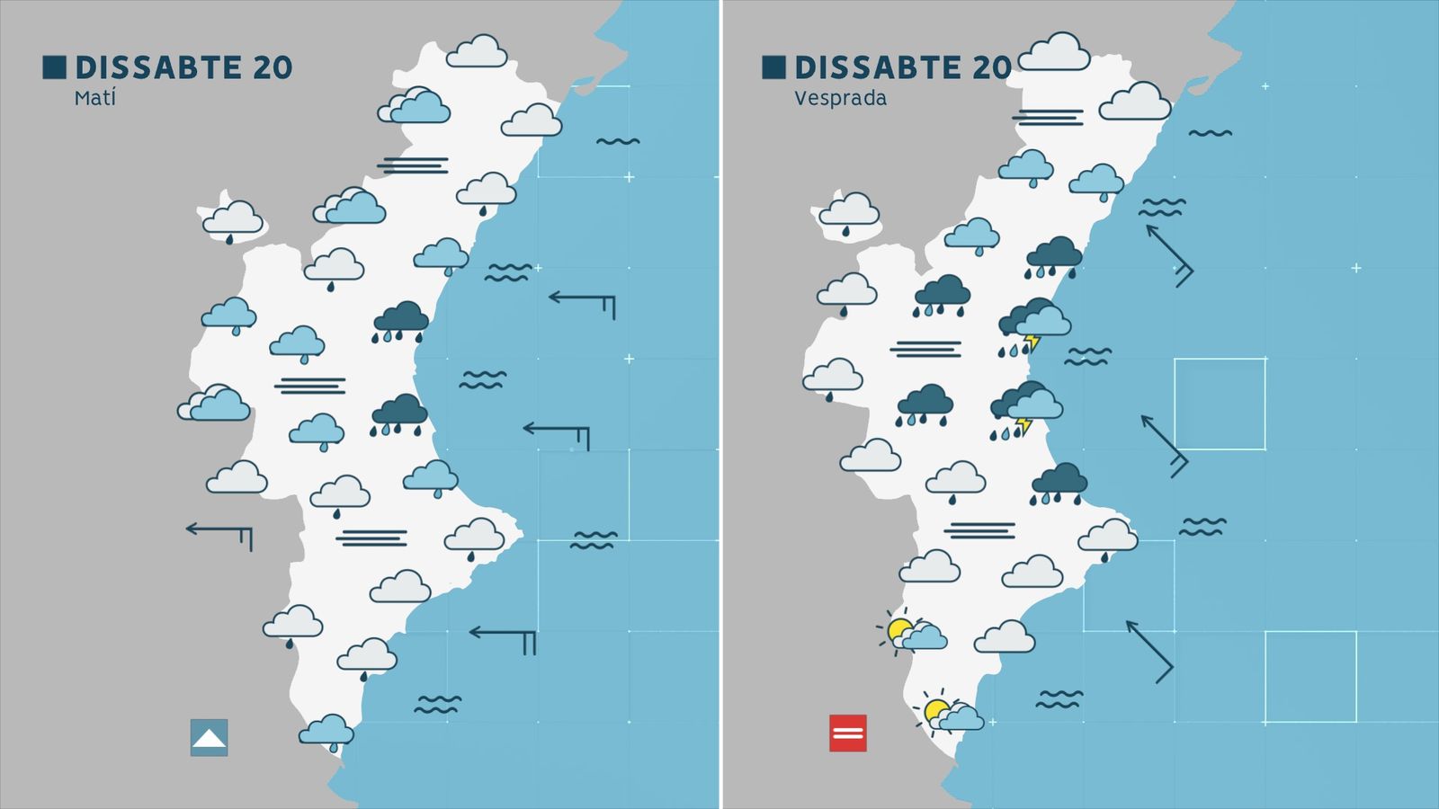 Previsió de pluges per a aquest dissabte, 20 de novembre
