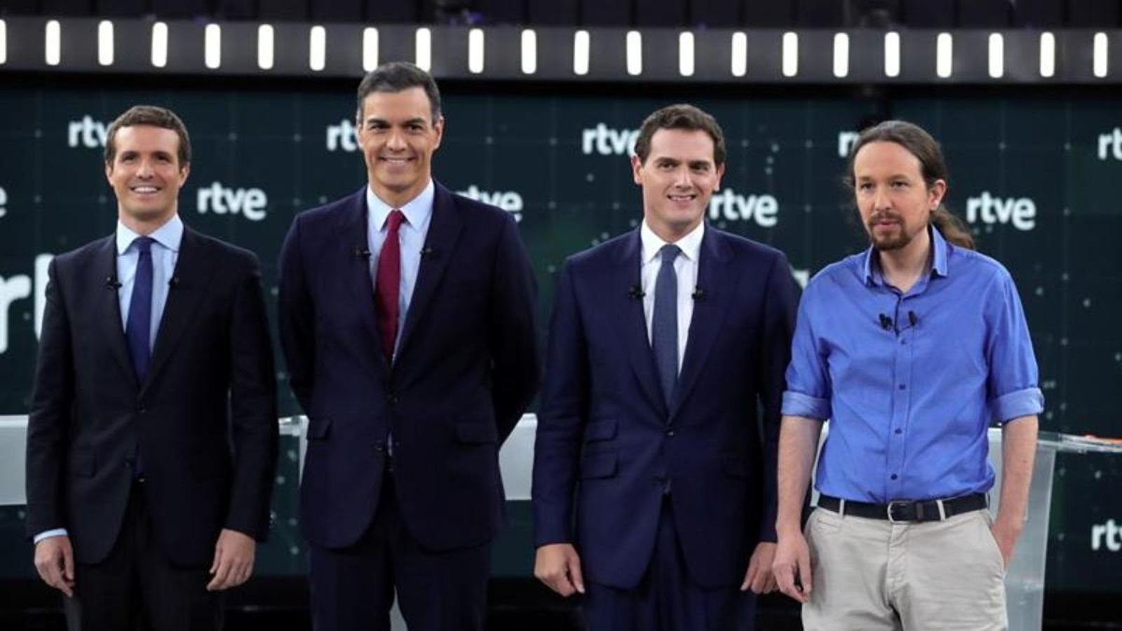 Imatge dels quatre líders abans del debat de TVE