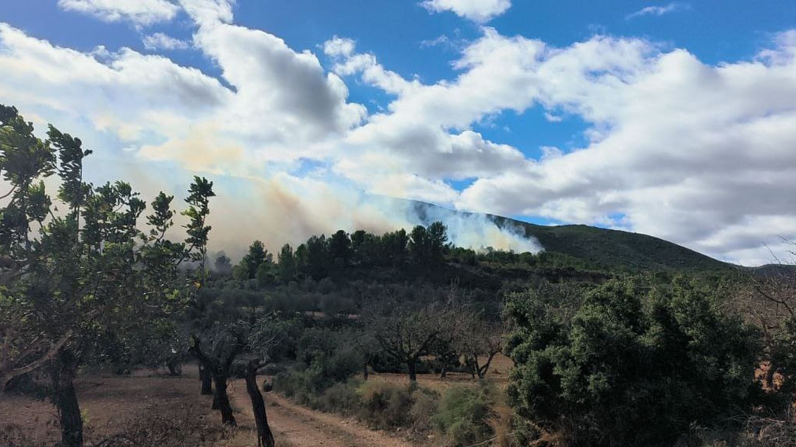 Imatge del foc al voltant de les 14:00 hores